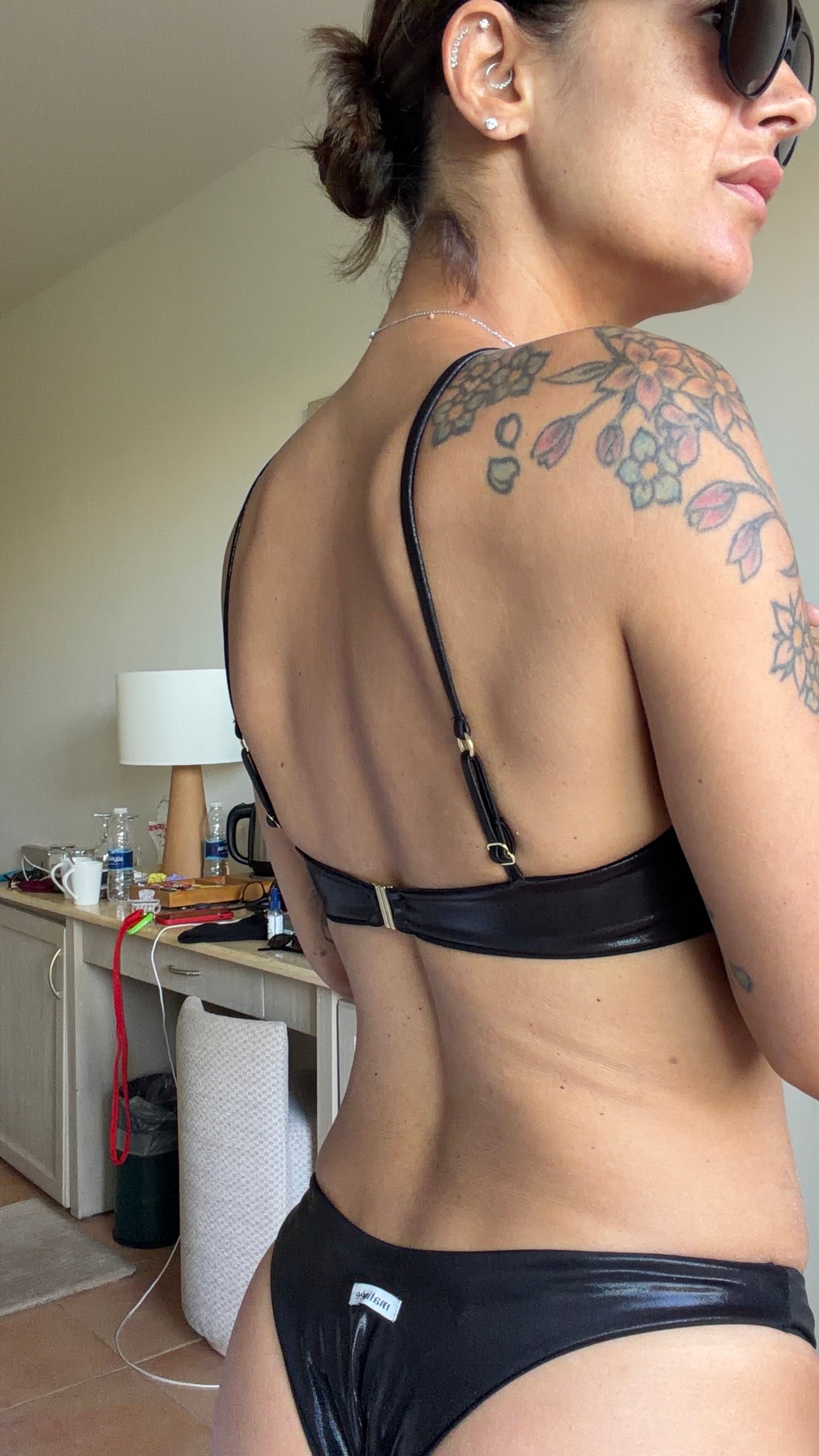 Bikini fascia nero laminato Matinée