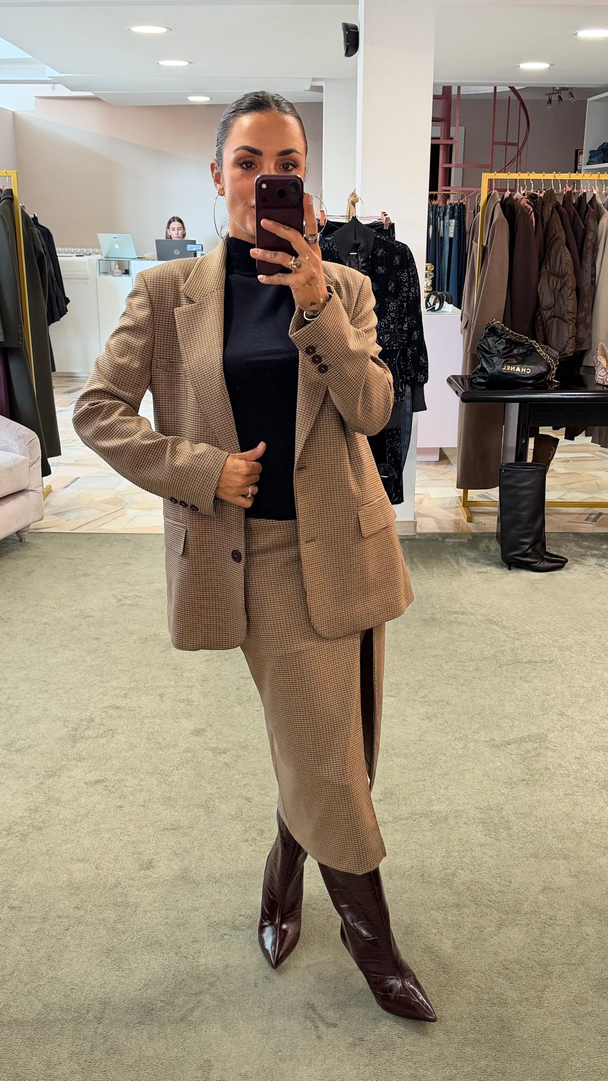 Blazer check marrone Mar de Margaritas monopetto