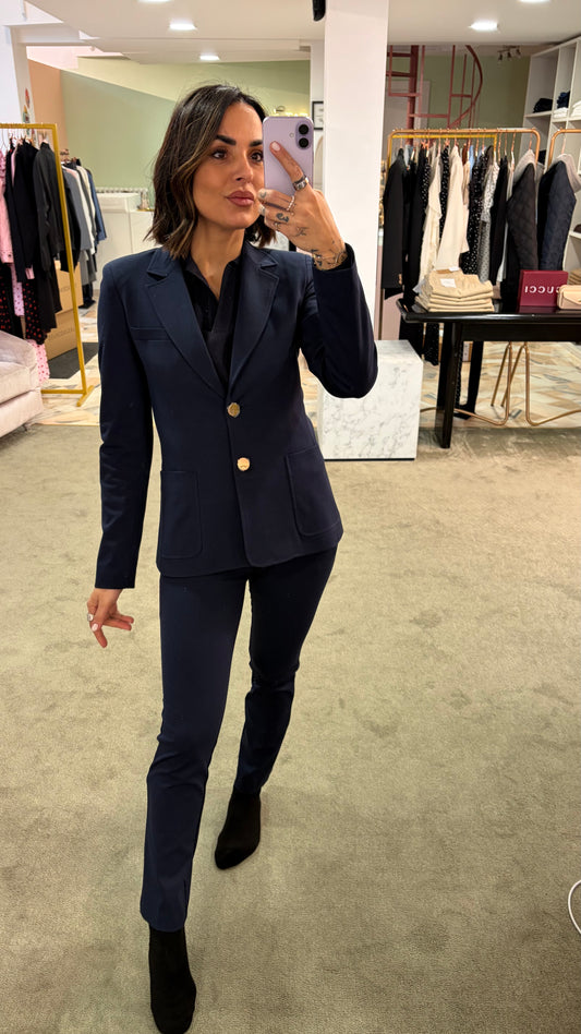 Blazer slim blu notte punto milano 2 bottoni pe26