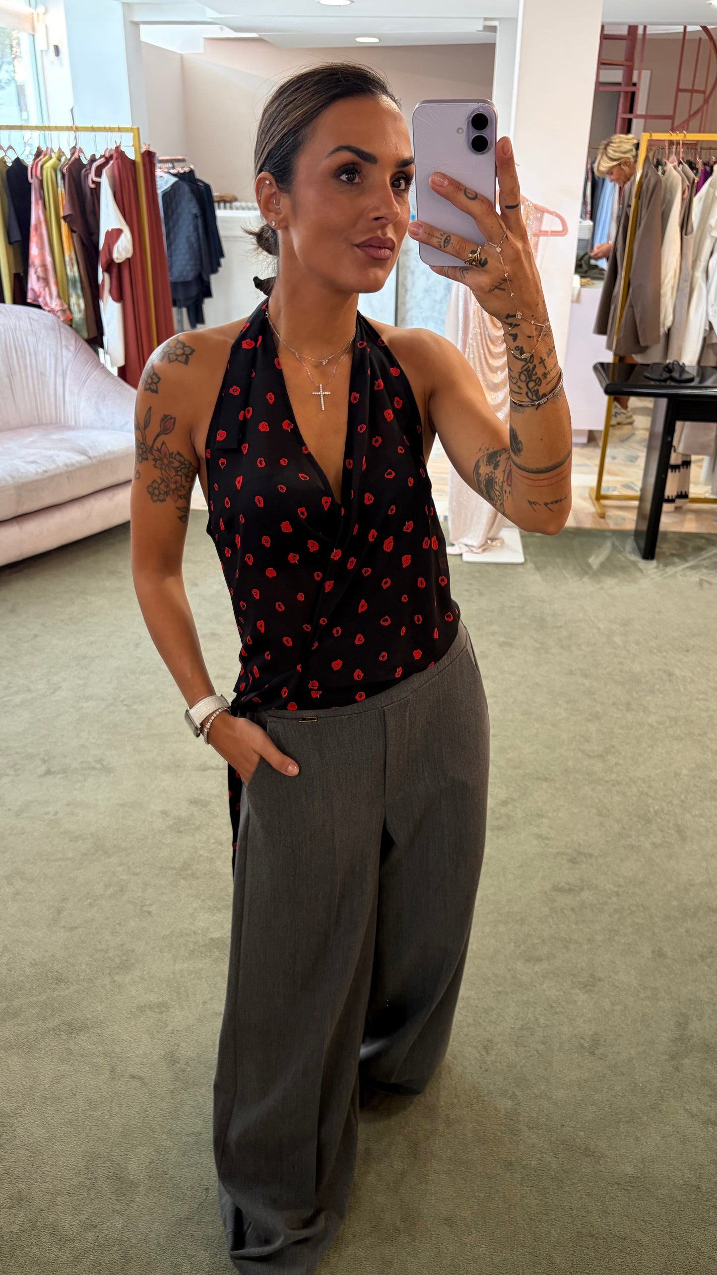 Pantaloni grigio medio wide leg fr A/I26