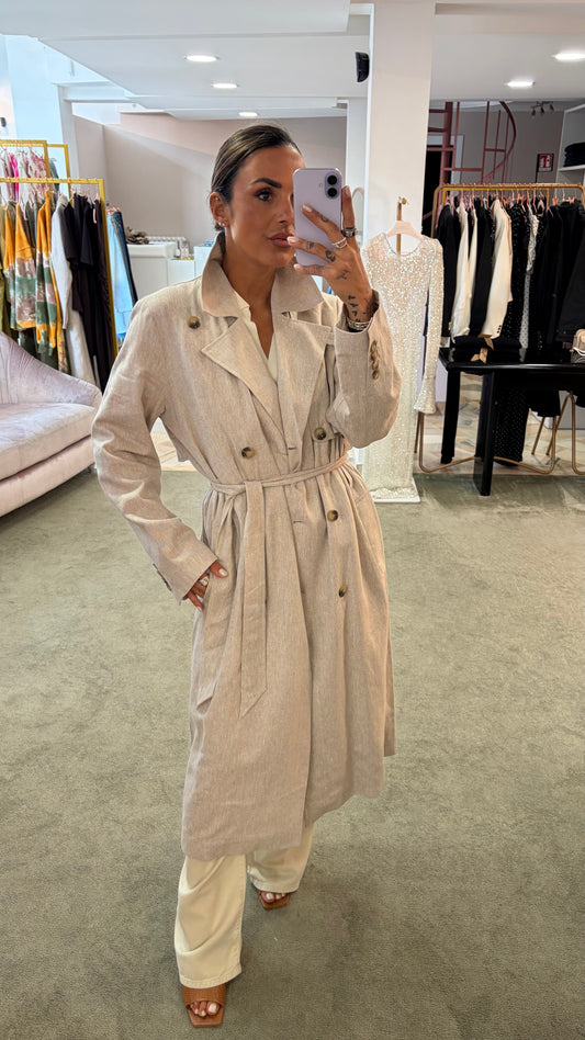Trench beige melange in lino sl