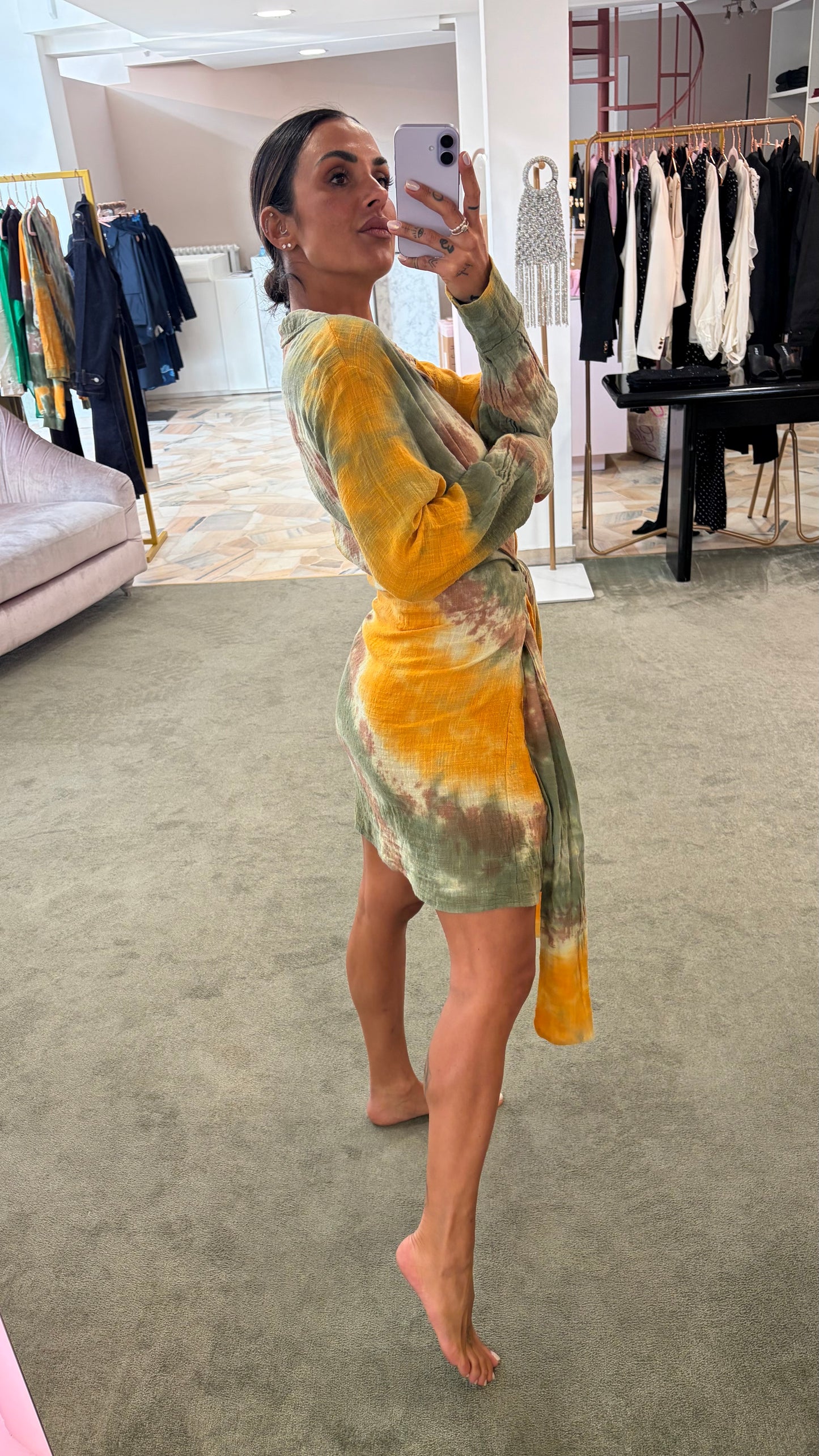 Abito giallo verde tie-dye in garza Don't@Me
