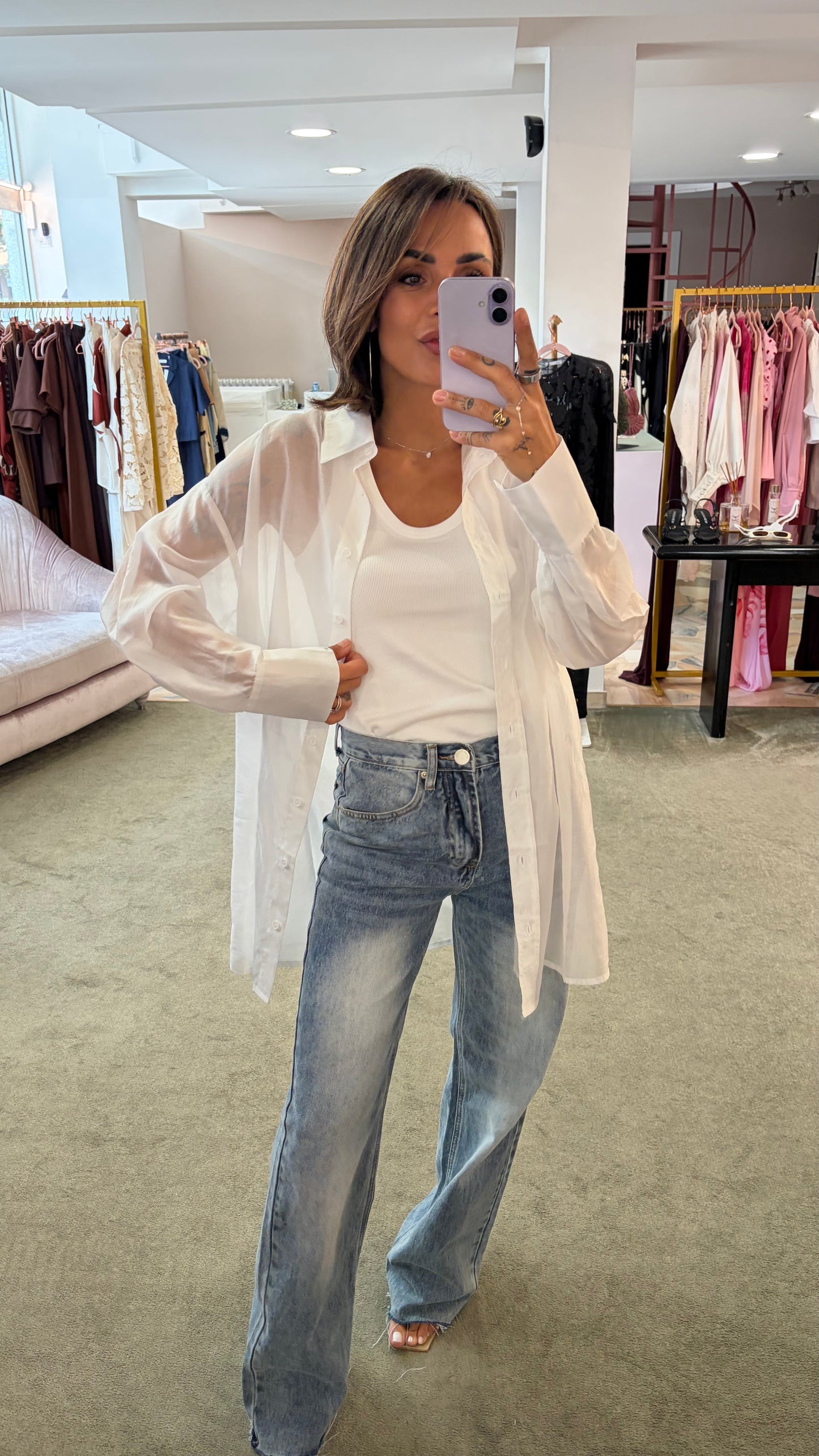 Camicia over bianca trasparente gl