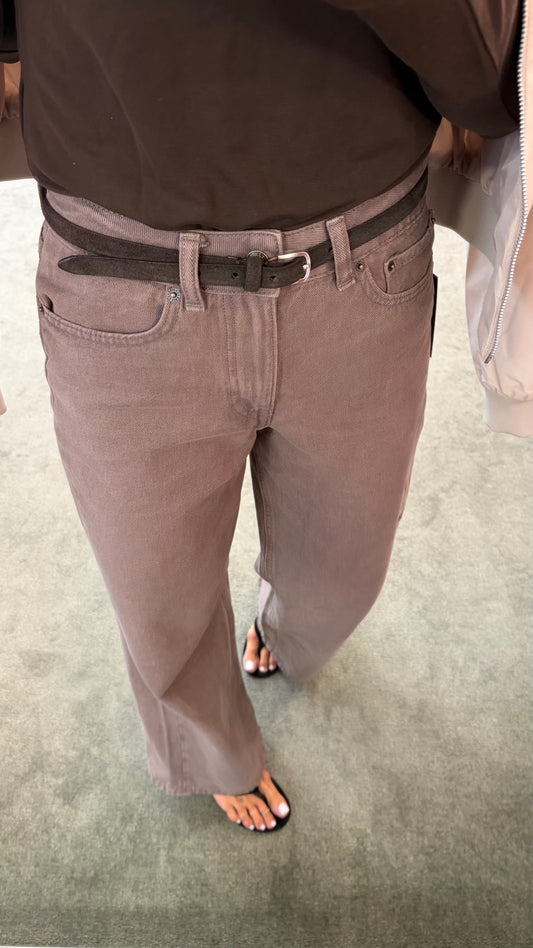 Cintura slim marrone in suede sl