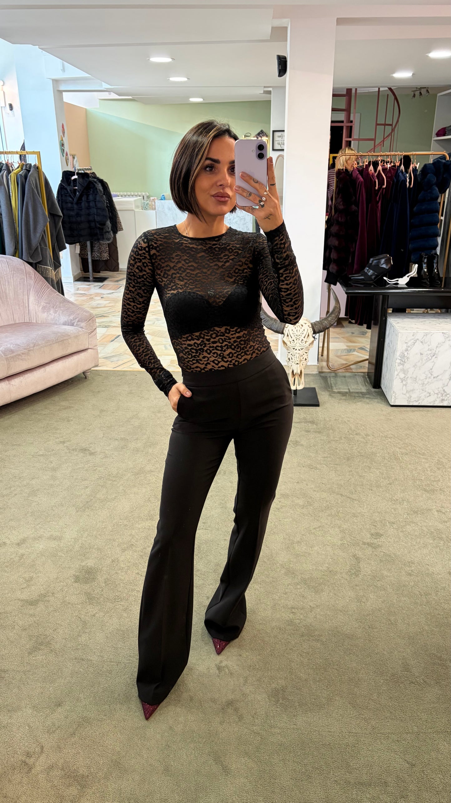 Blazer nero con rever in paillettes fr