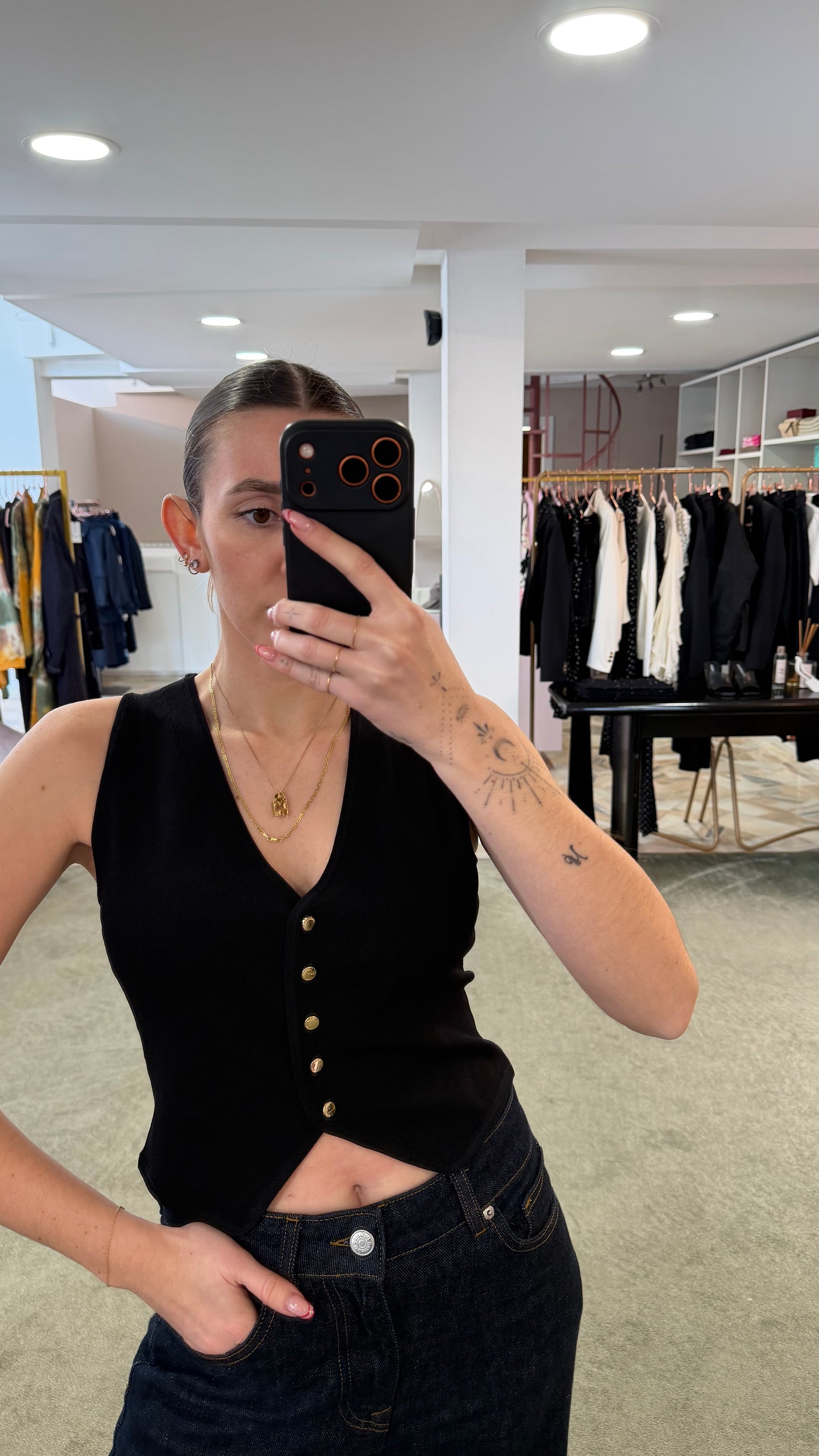 Gilet nero in viscosa fr