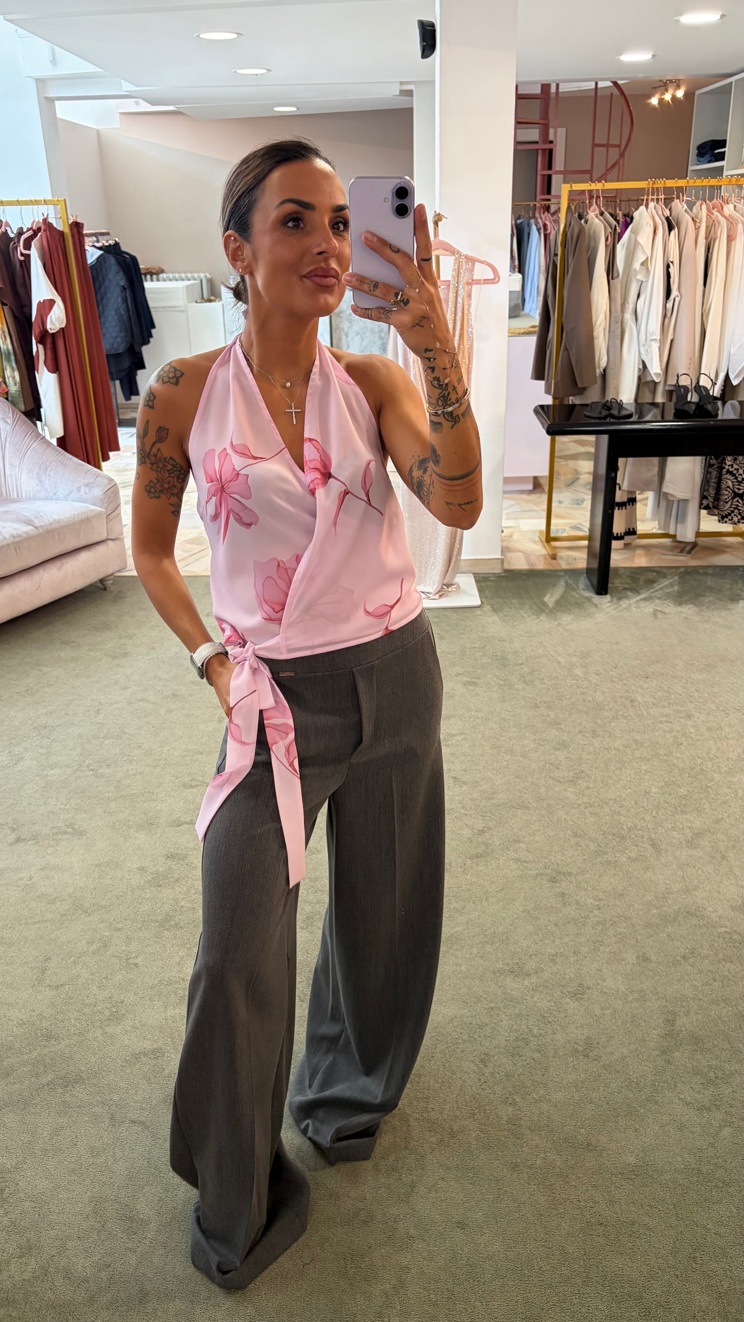 Top debbie MAR DE MARGARITAS rosa con fiori