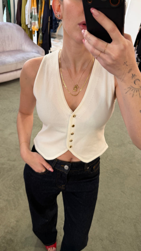 Gilet bianco in viscosa fr