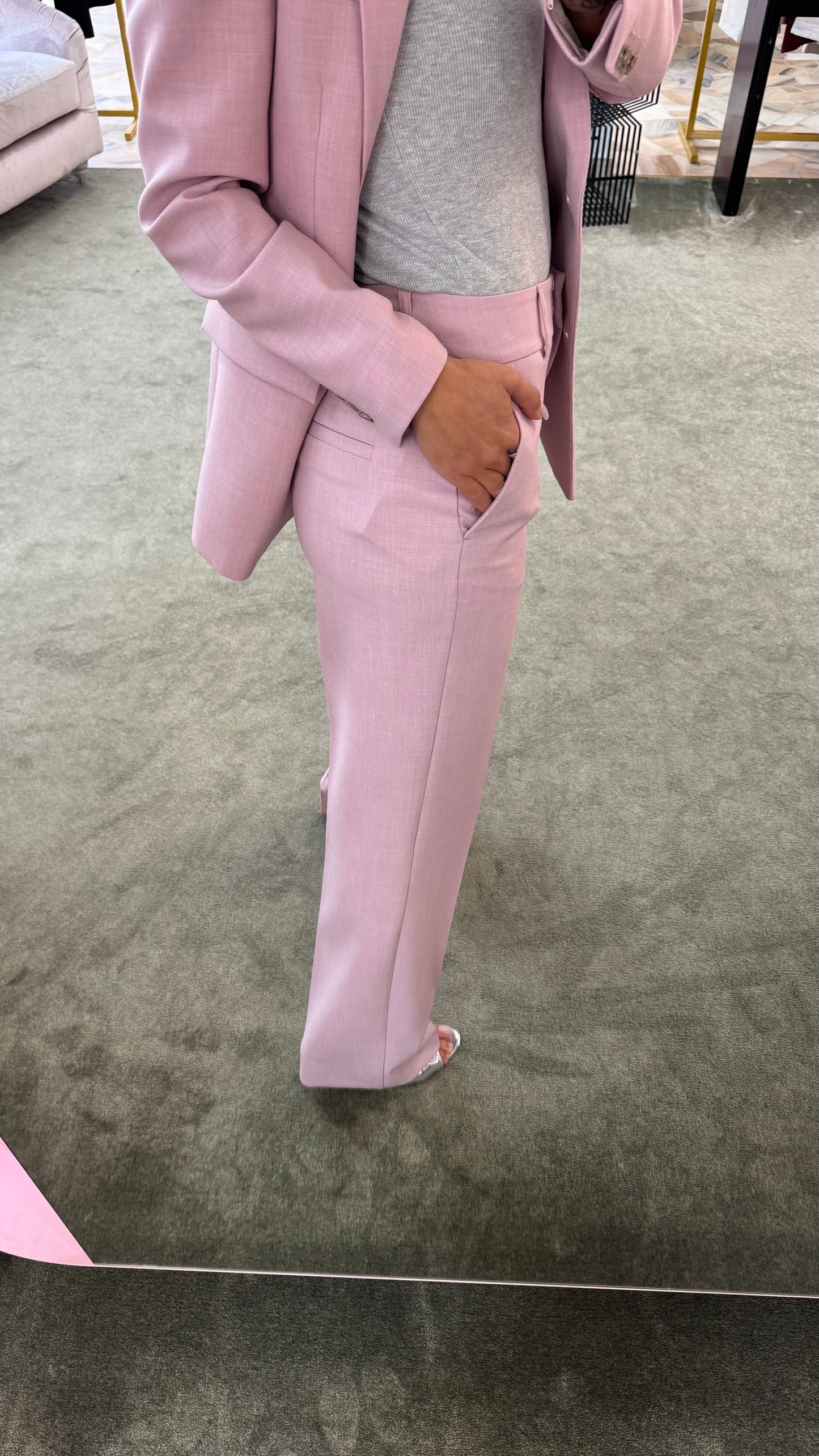 Pantaloni rosa malva melange dritto sl