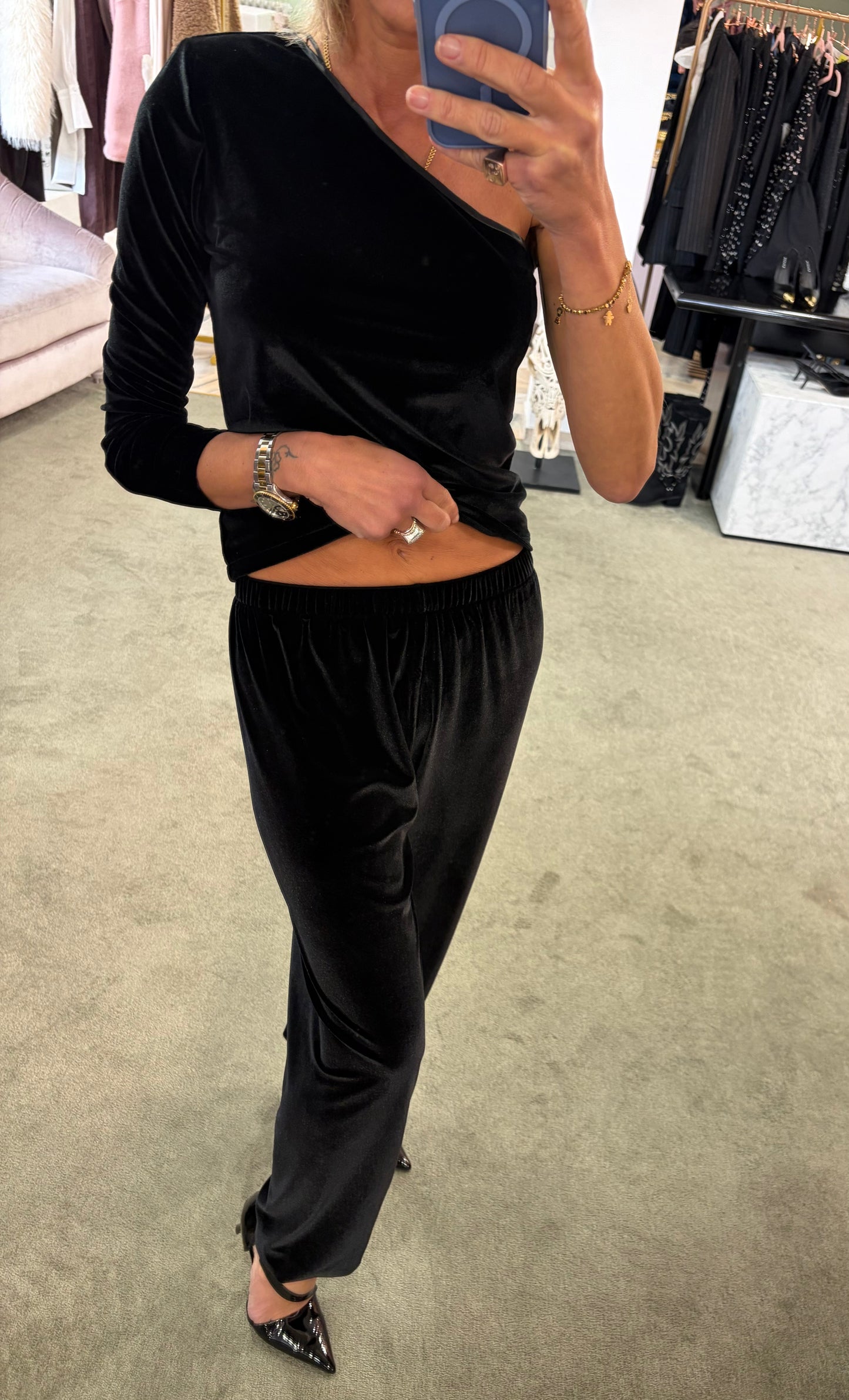 Pantaloni joggers neri in velluto mq