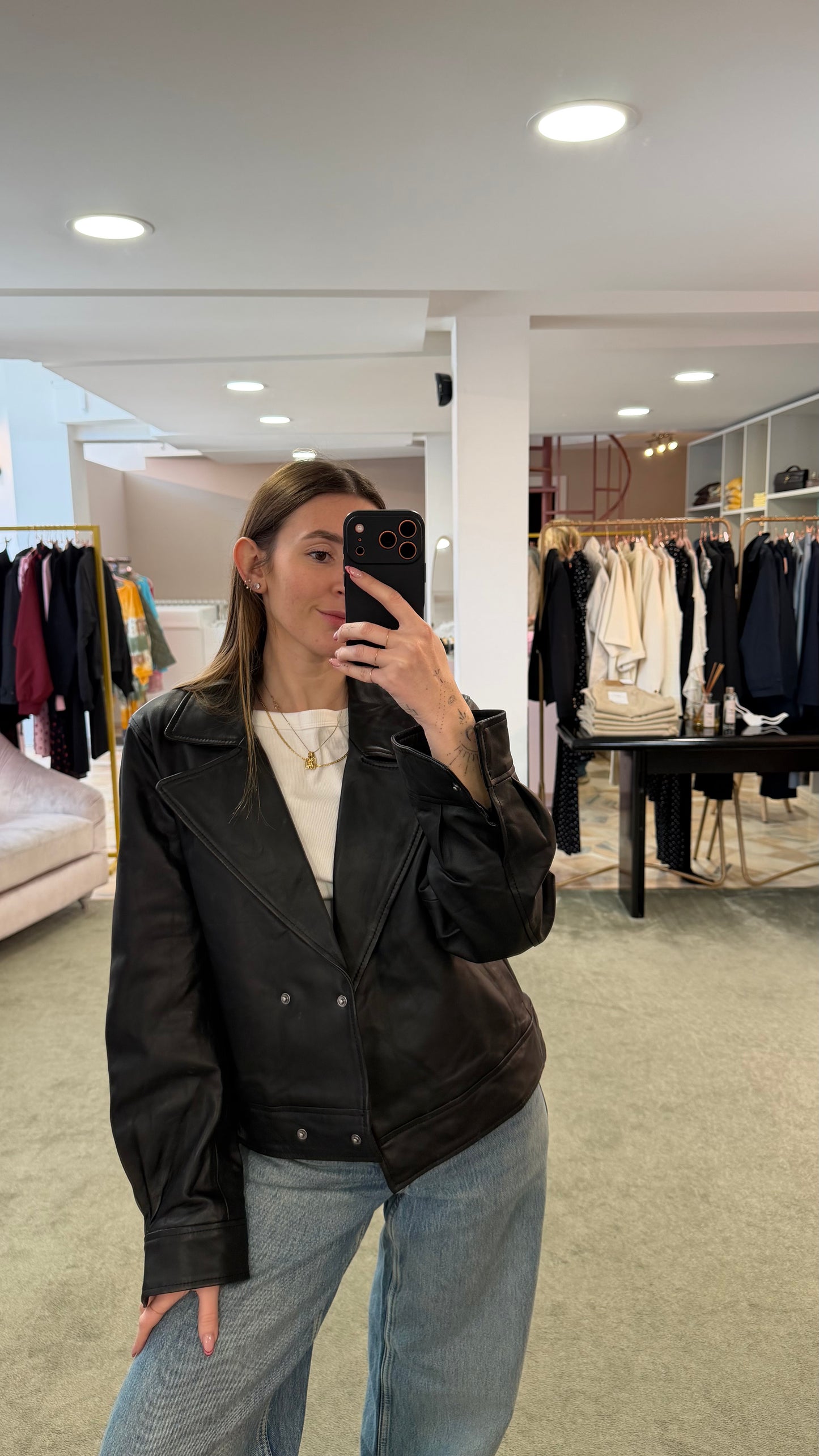 Giacca nera in pelle sl