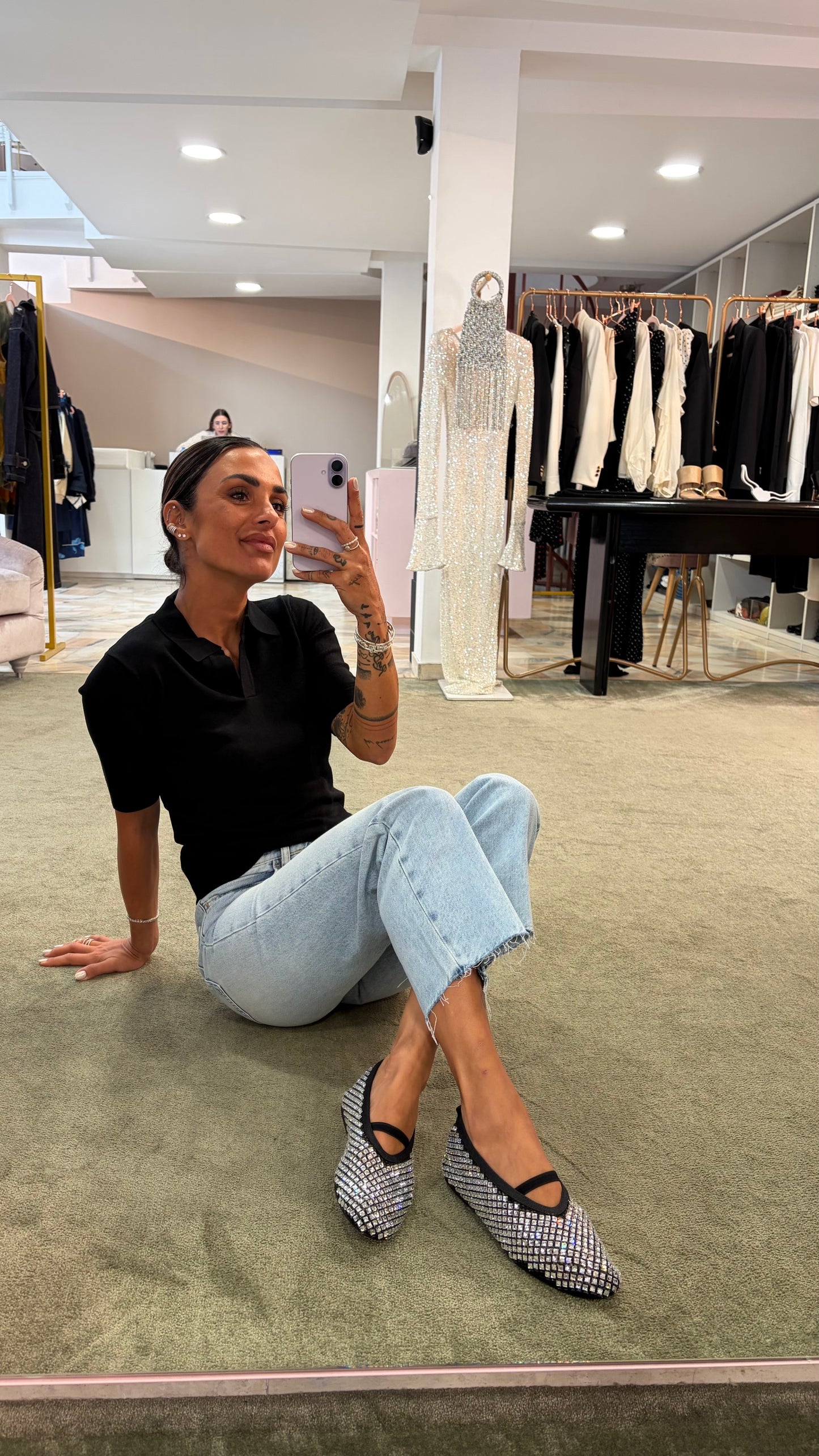 Ballerina nera in rete crystal