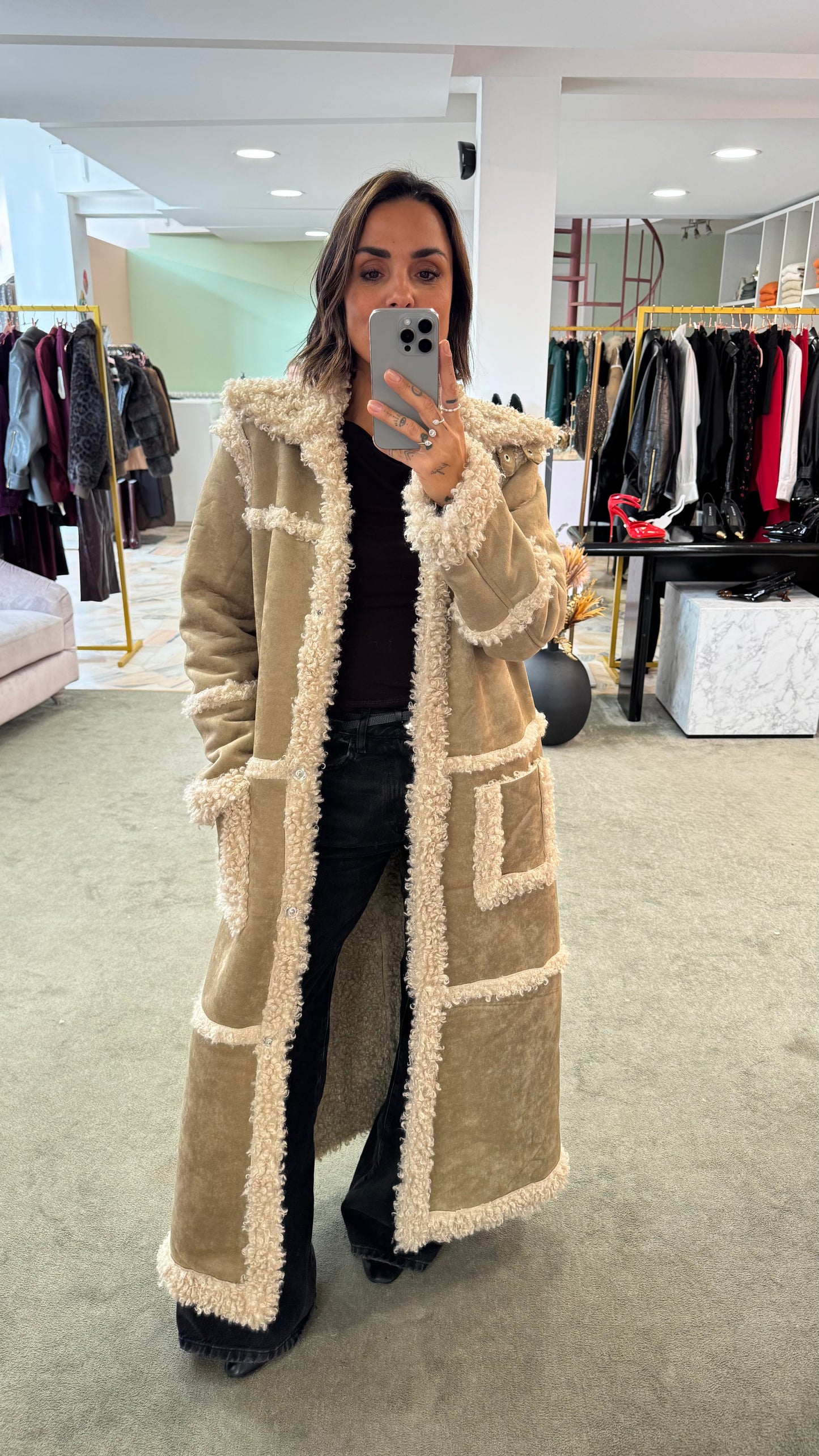 Montone eco beige lungo gl