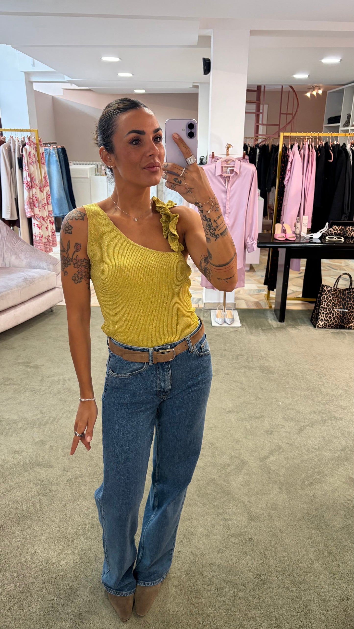 Canotta lime con spallina rouges bj