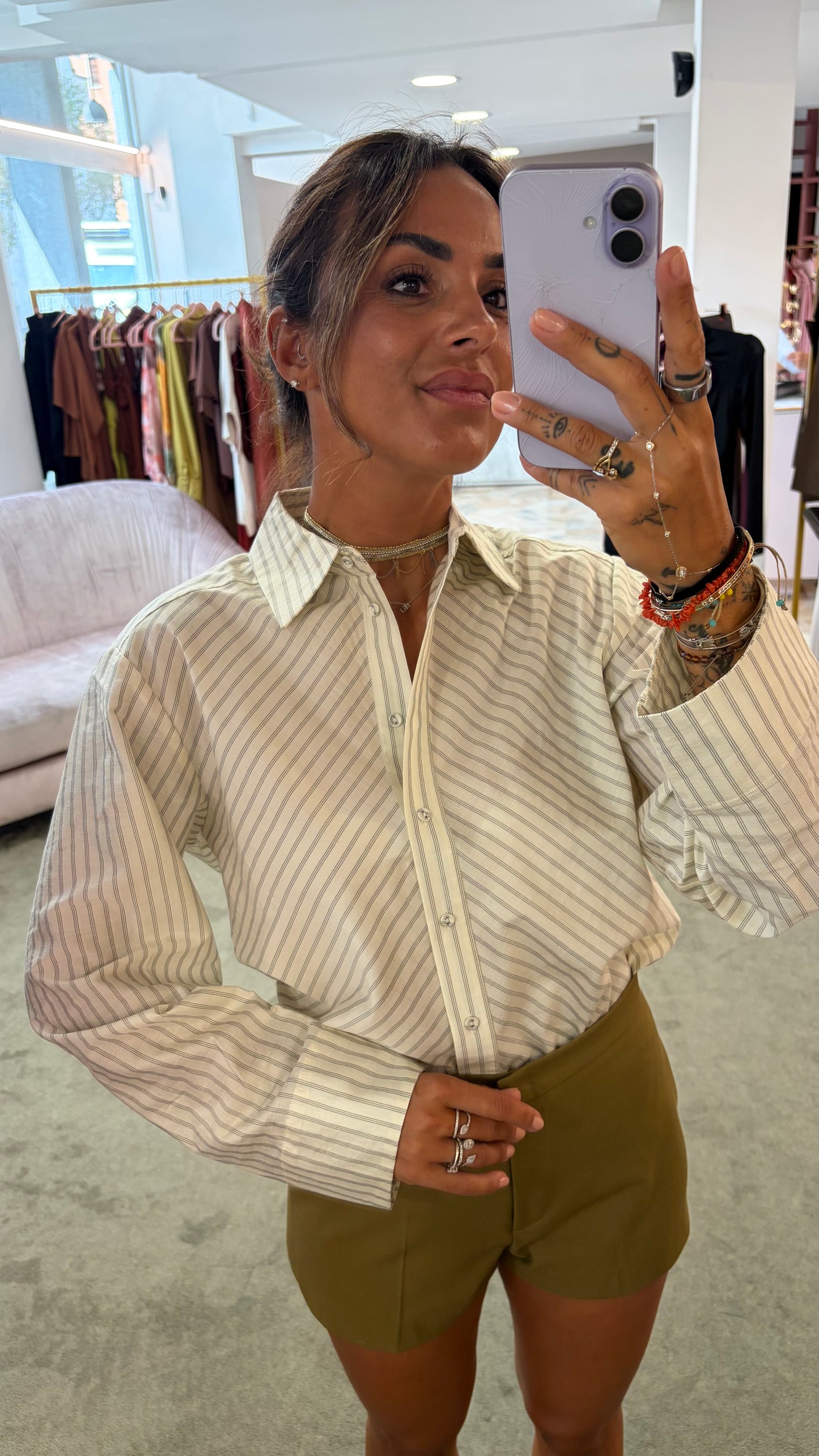 Camicia connie panna a righe regular sl