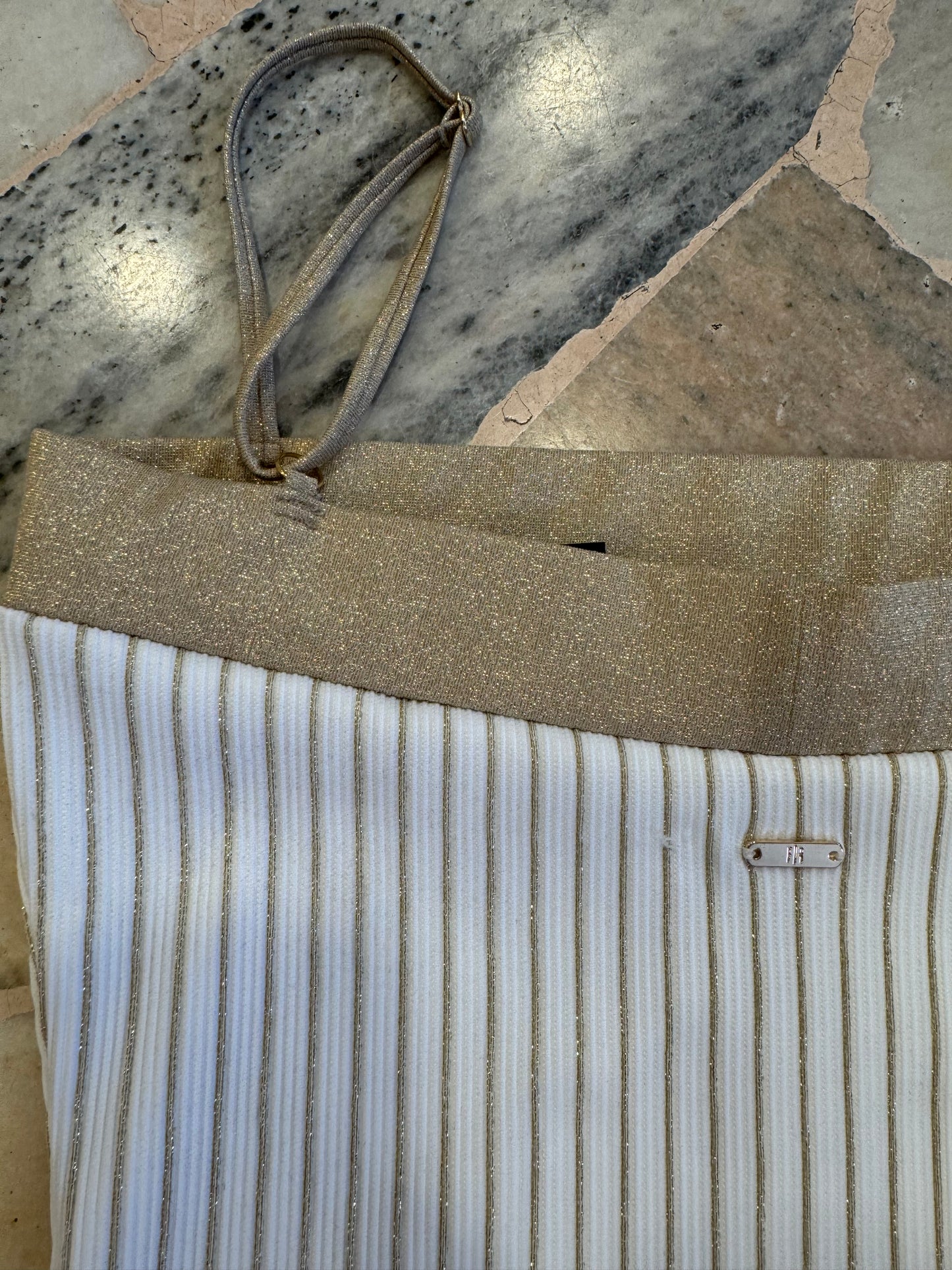 Costume intero bianco e oro a righe lurex fr