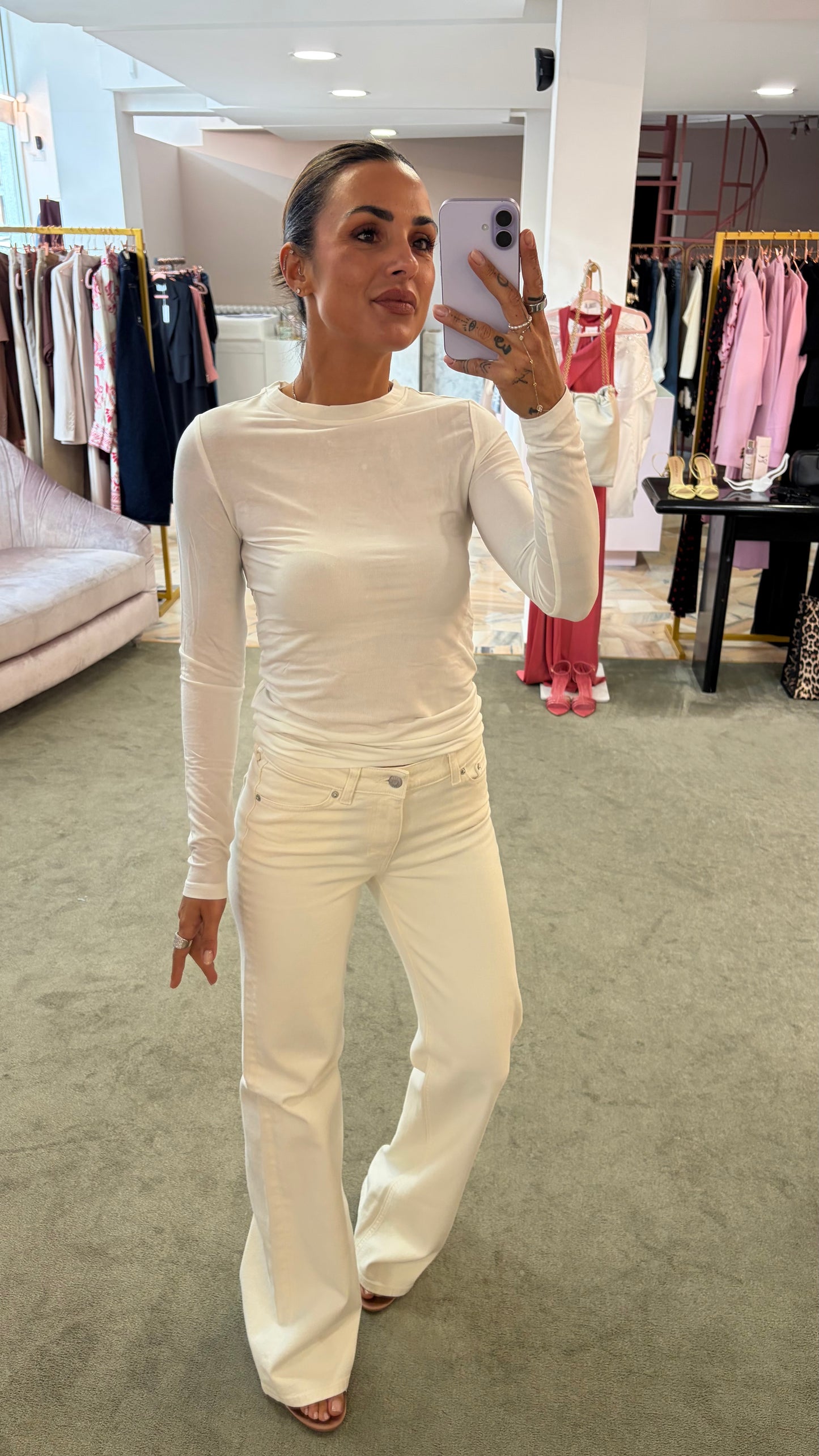 Jeans rome flare bianco panna
