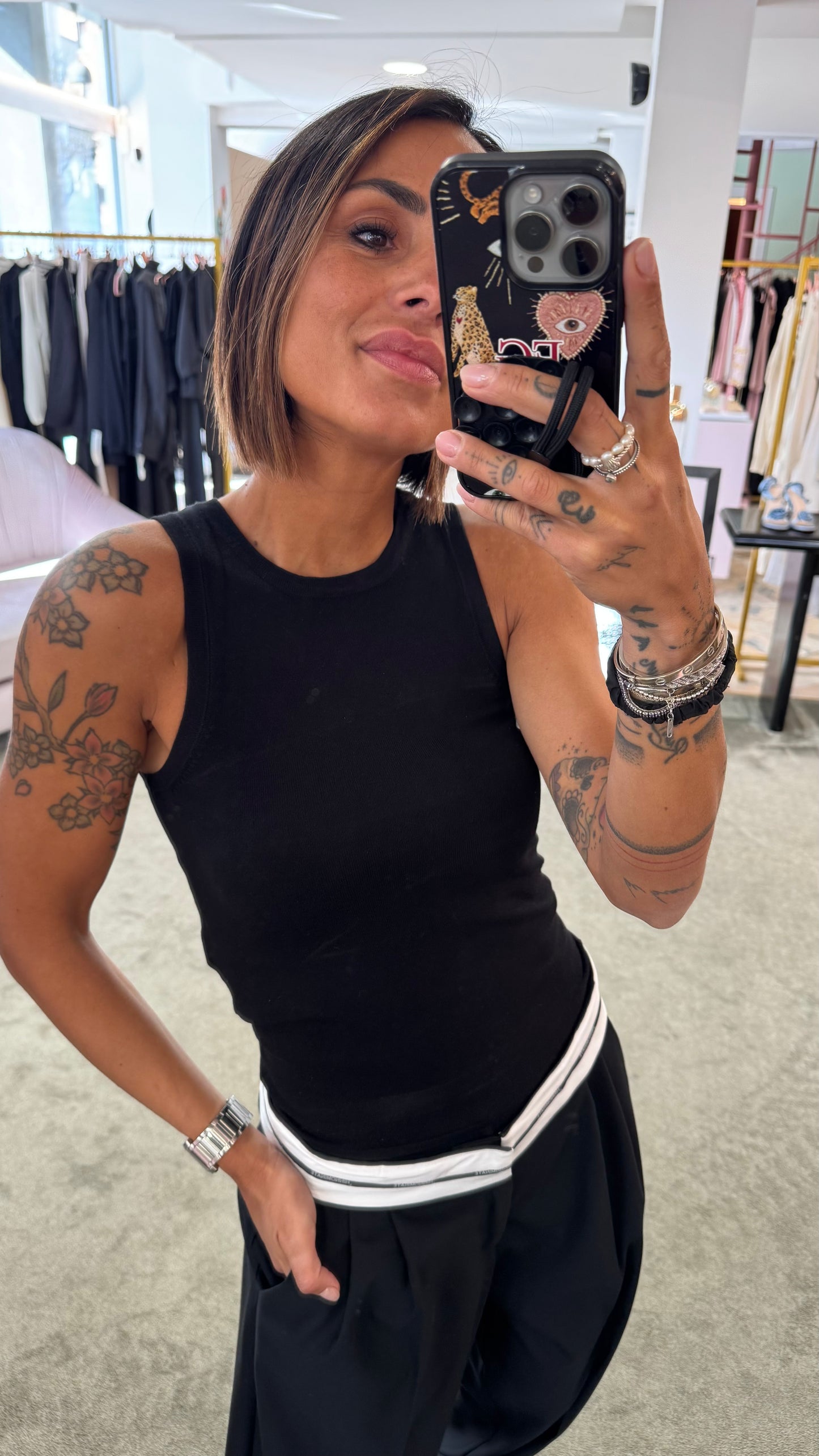 Canotta nera in maglia jx
