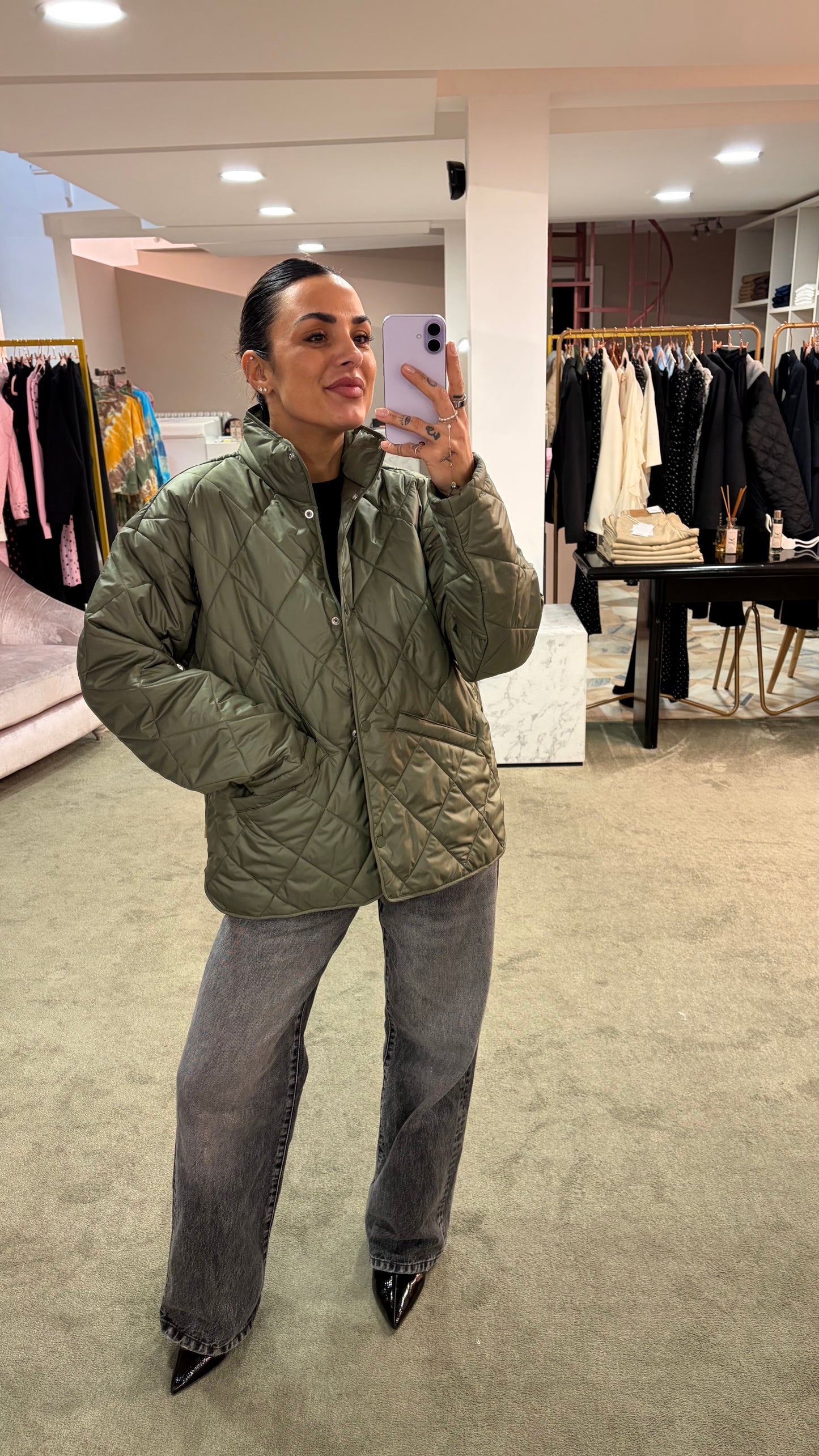 Piumino stella verde trapuntato jx