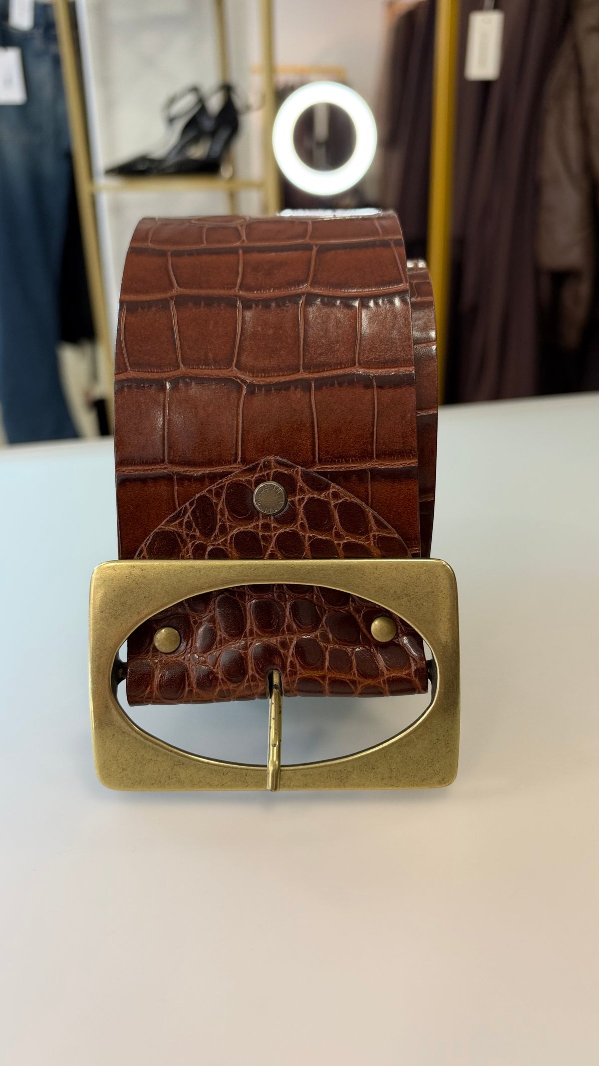 Cintura marrone in pelle crocco Actualee