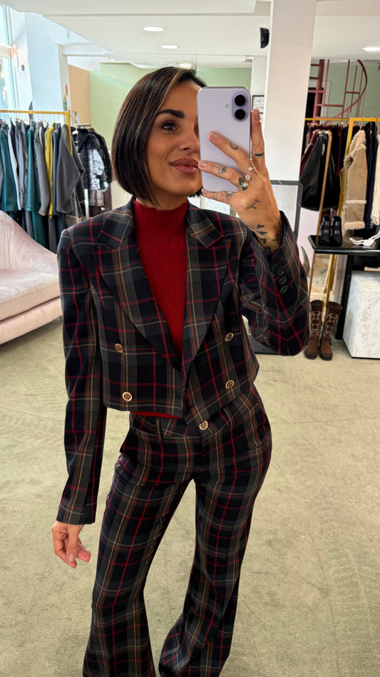 Blazer crop check scozzese fr