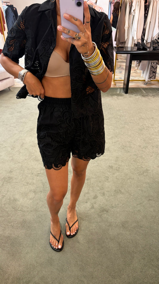 Shorts nero in pizzo gl
