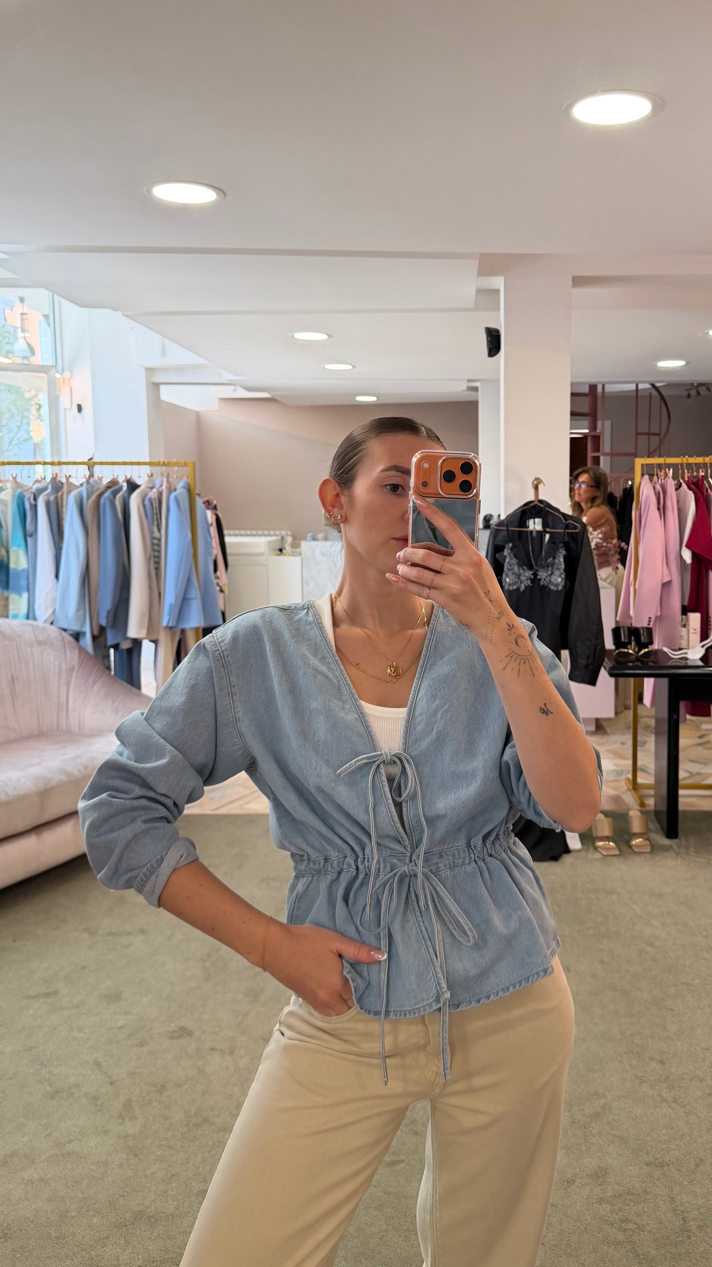Camicia giacchino  in jeans con fiocchi jx