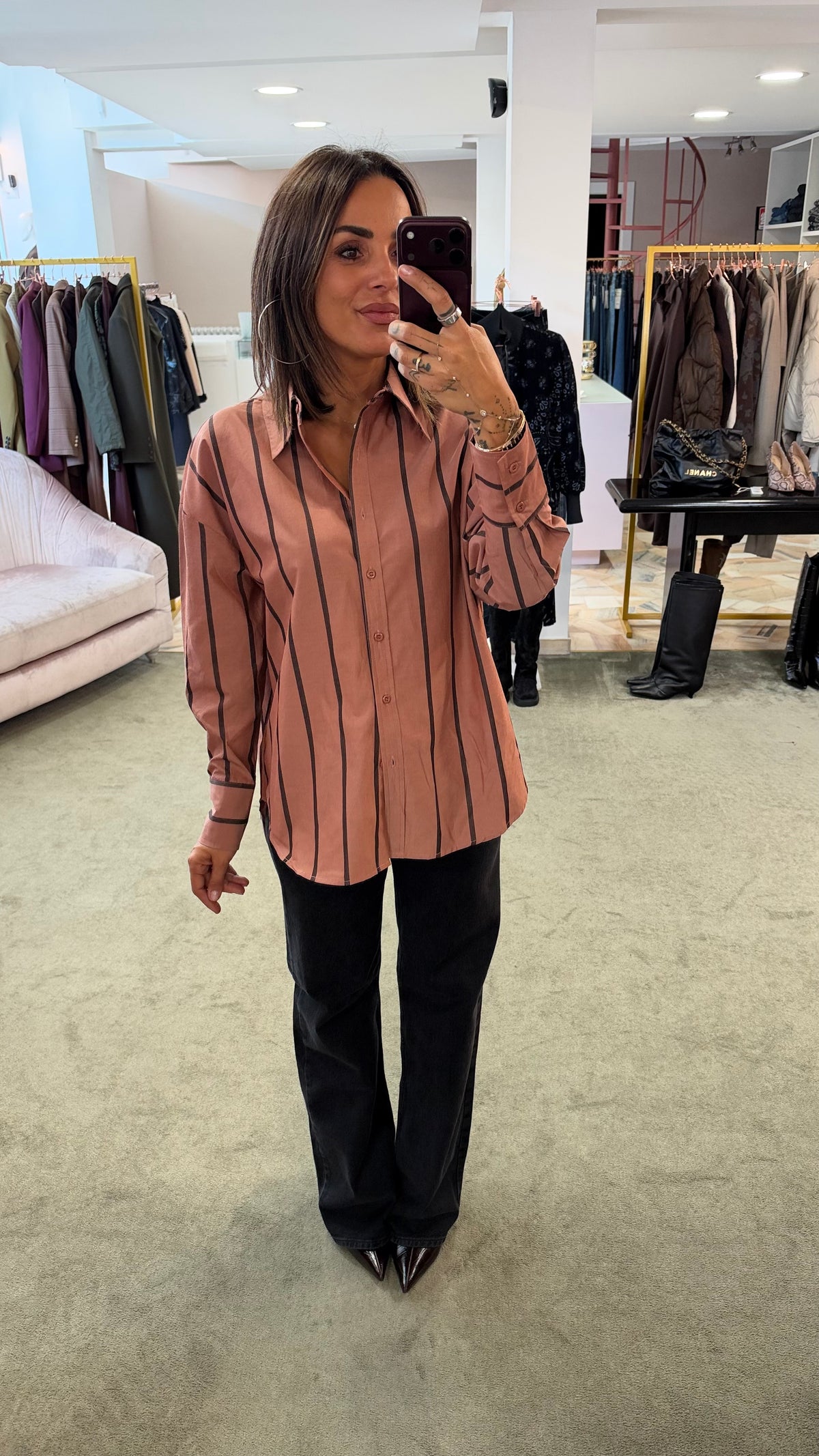 Camicia rosa blush a righe ay