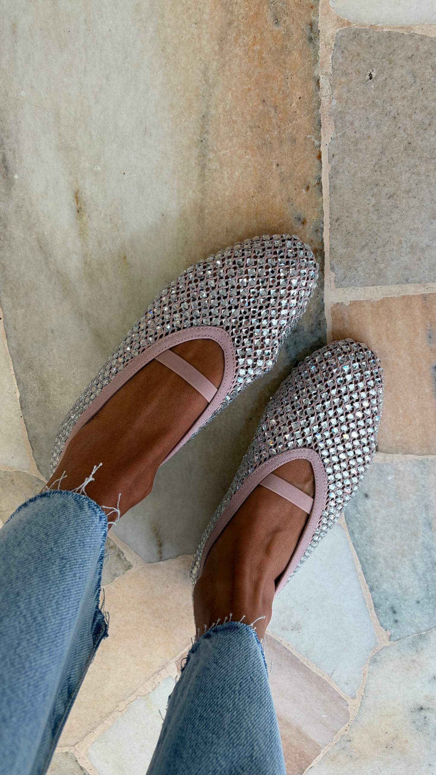 Ballerina rosa in rete crystal