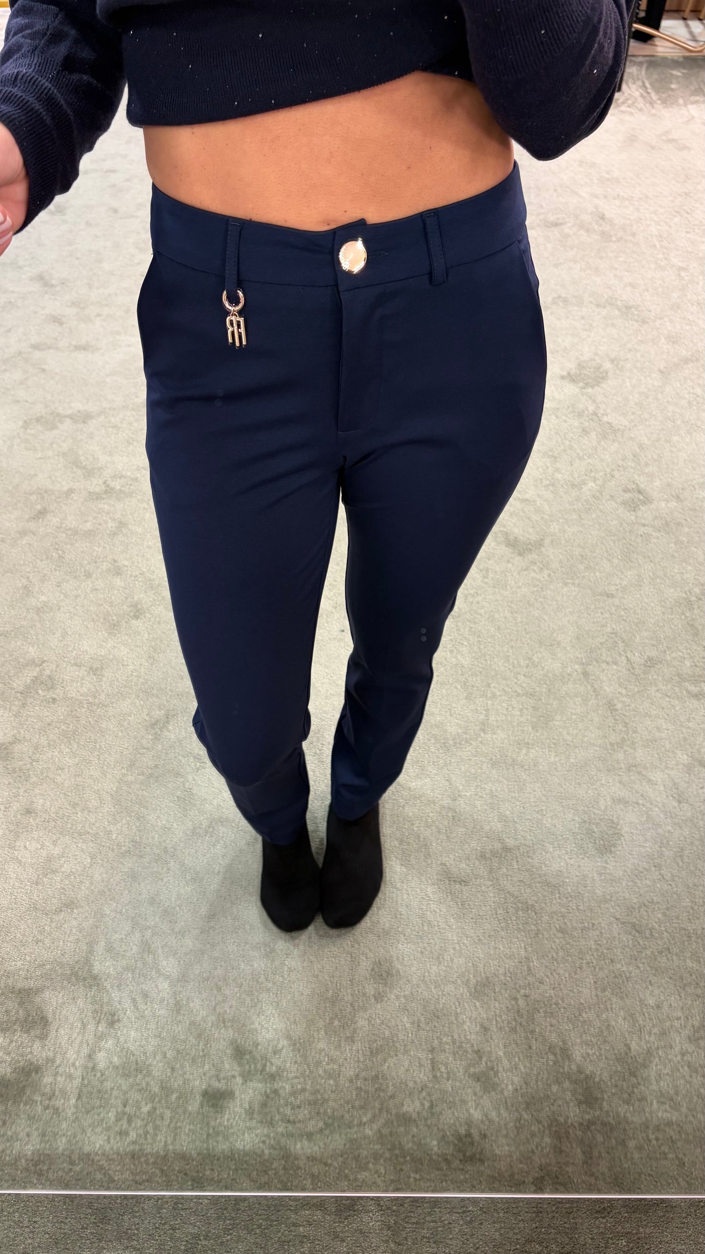 Pantaloni blu notte sigaretta punto milano fr pe26