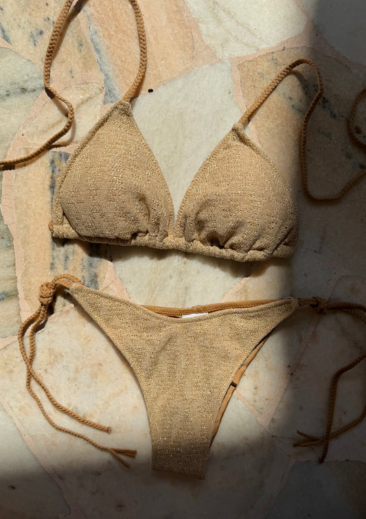 Bikini triangolo in maglia oro lurex Cotazur
