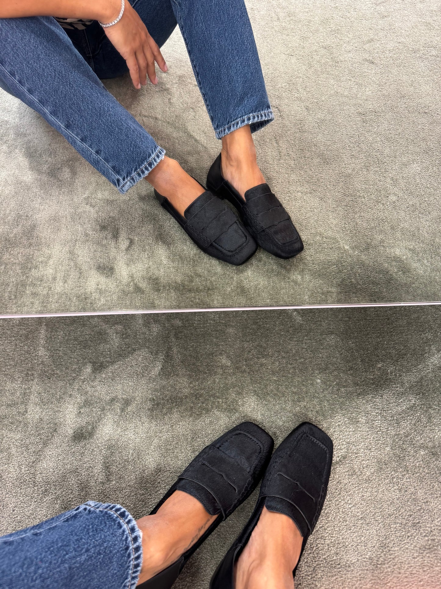 Mocassino nero in cavallino