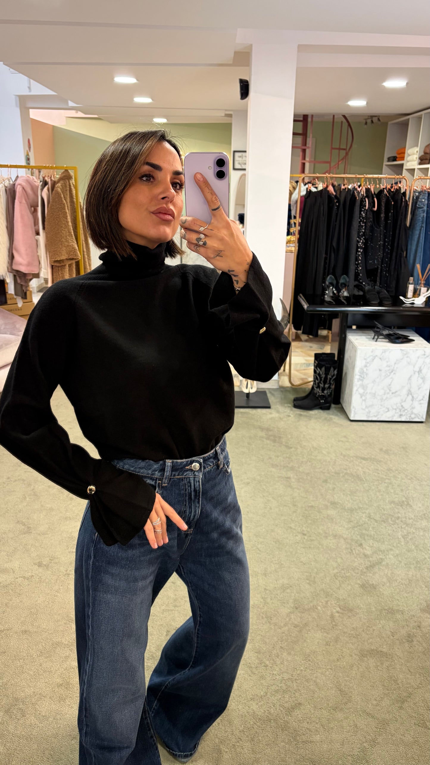 Dolcevita nero manica a calla fr