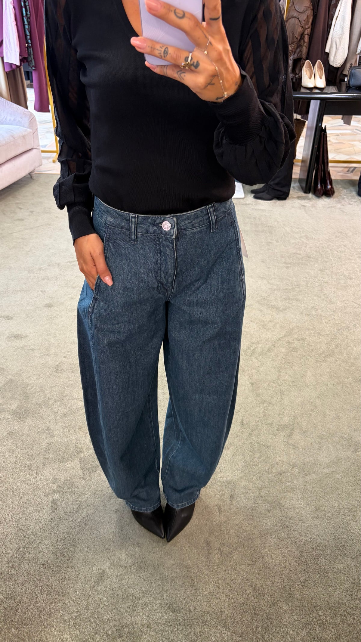 Jeans bella denim scuro barrel sl