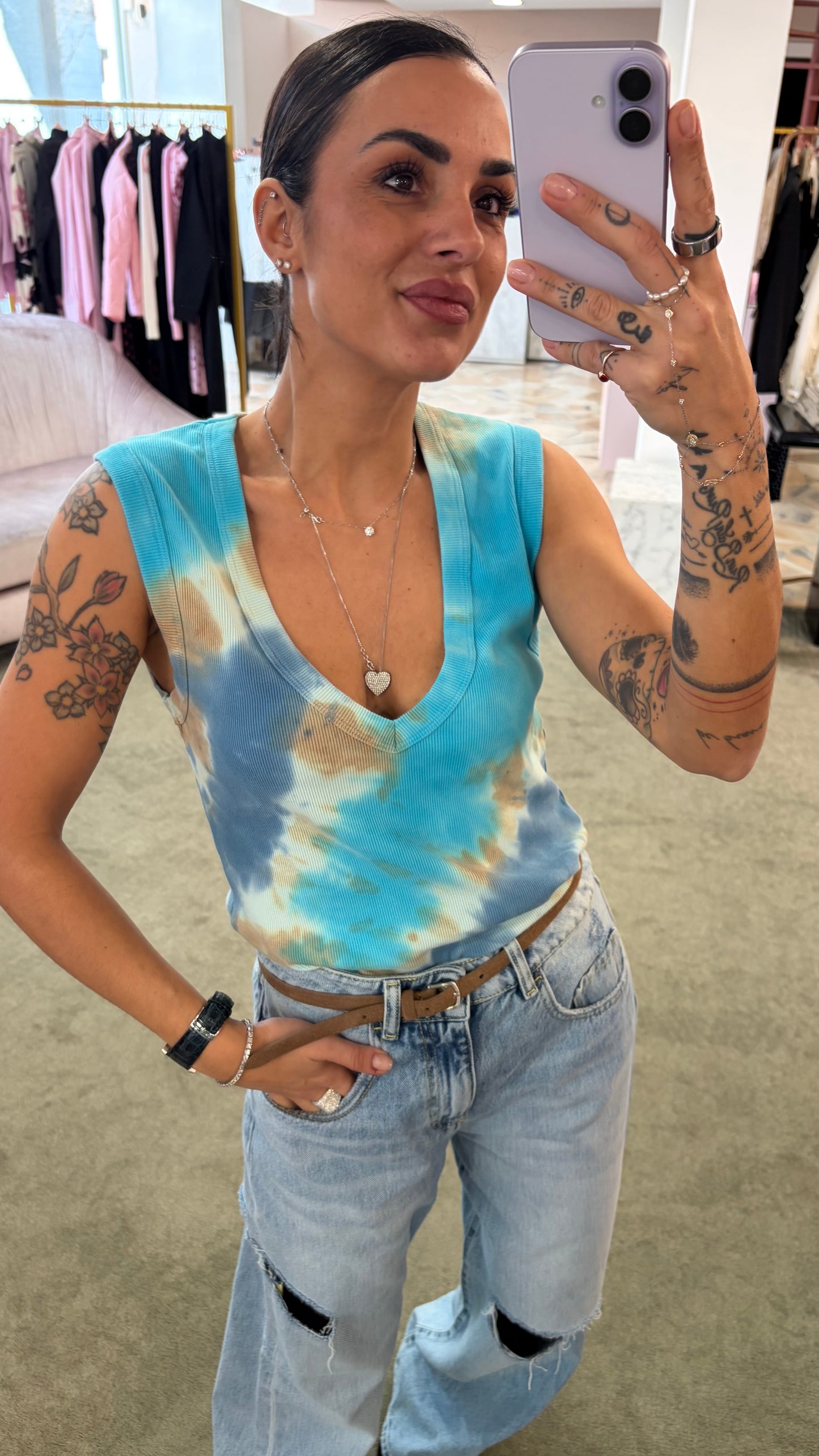 Canotta azzurra tie-dye Don't@Me