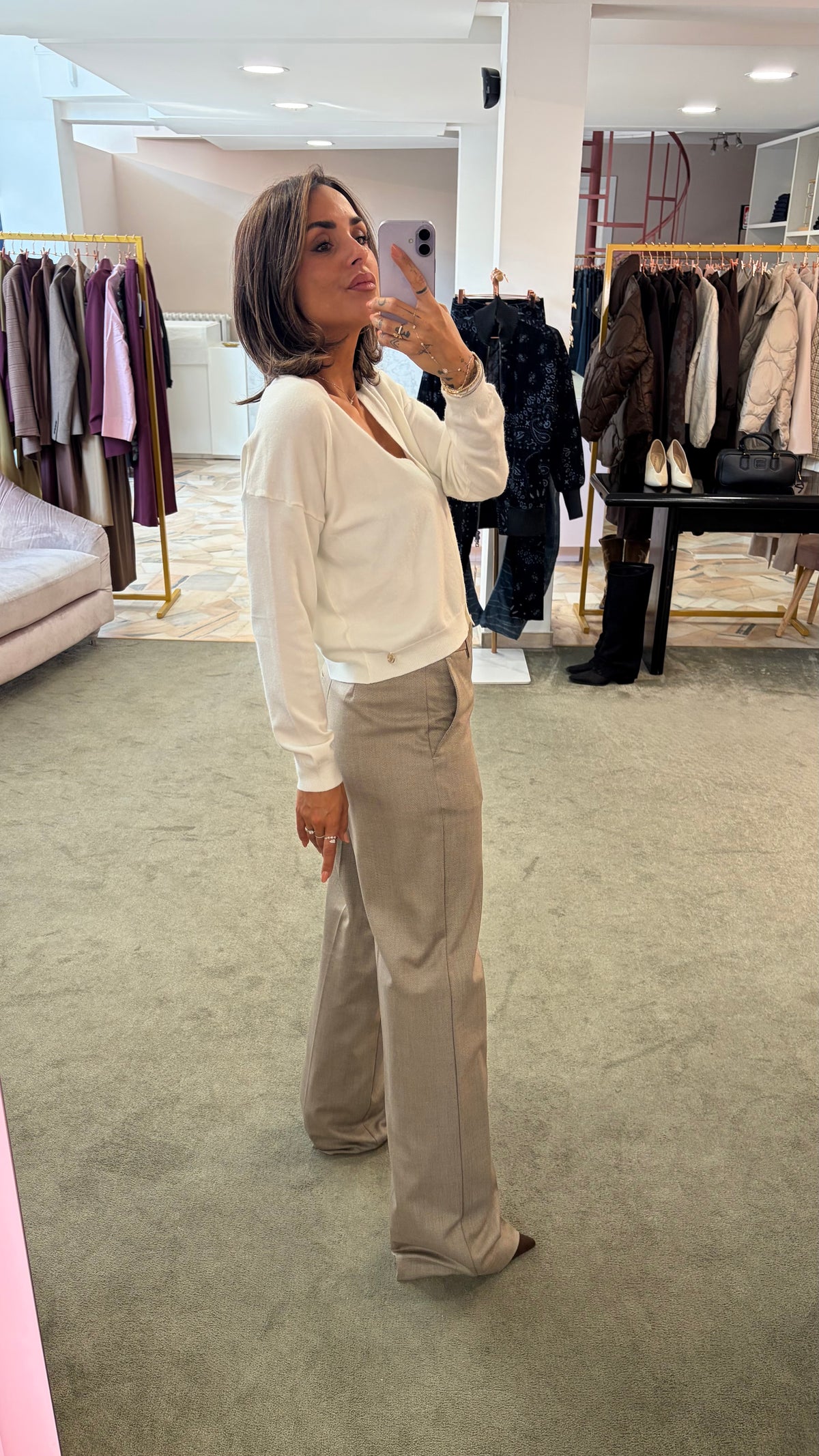 Pantaloni spigati tortora Mar de Margaritas