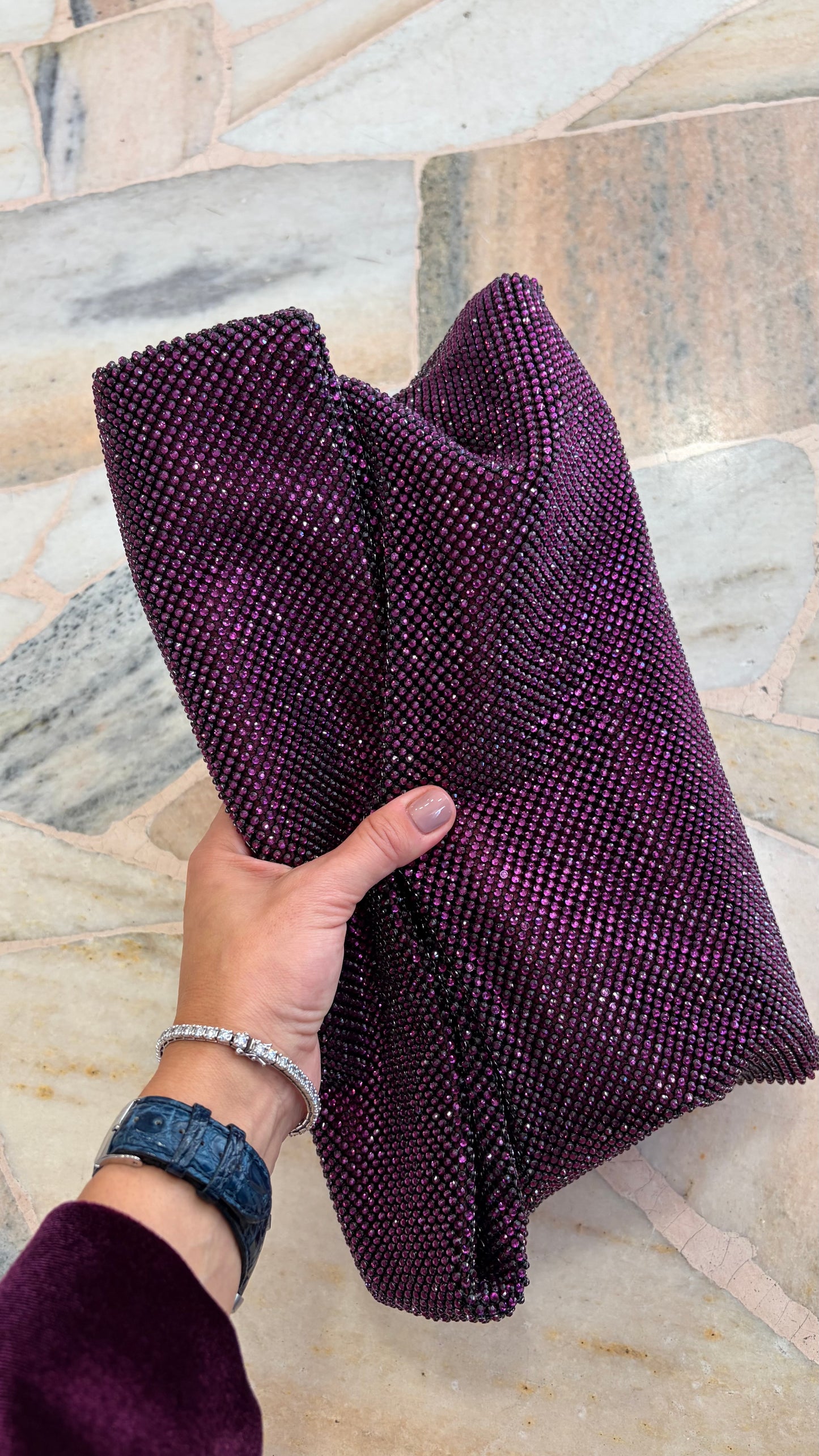 Borsa Maxi pochette dunham viola crystal