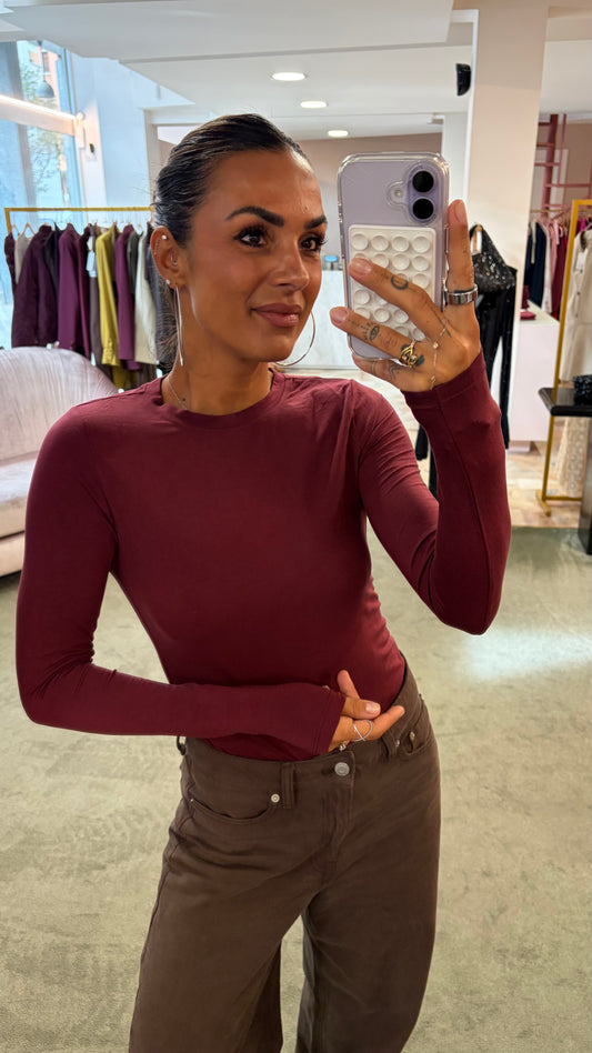 T-shirt manja bordeaux manica lunga sl