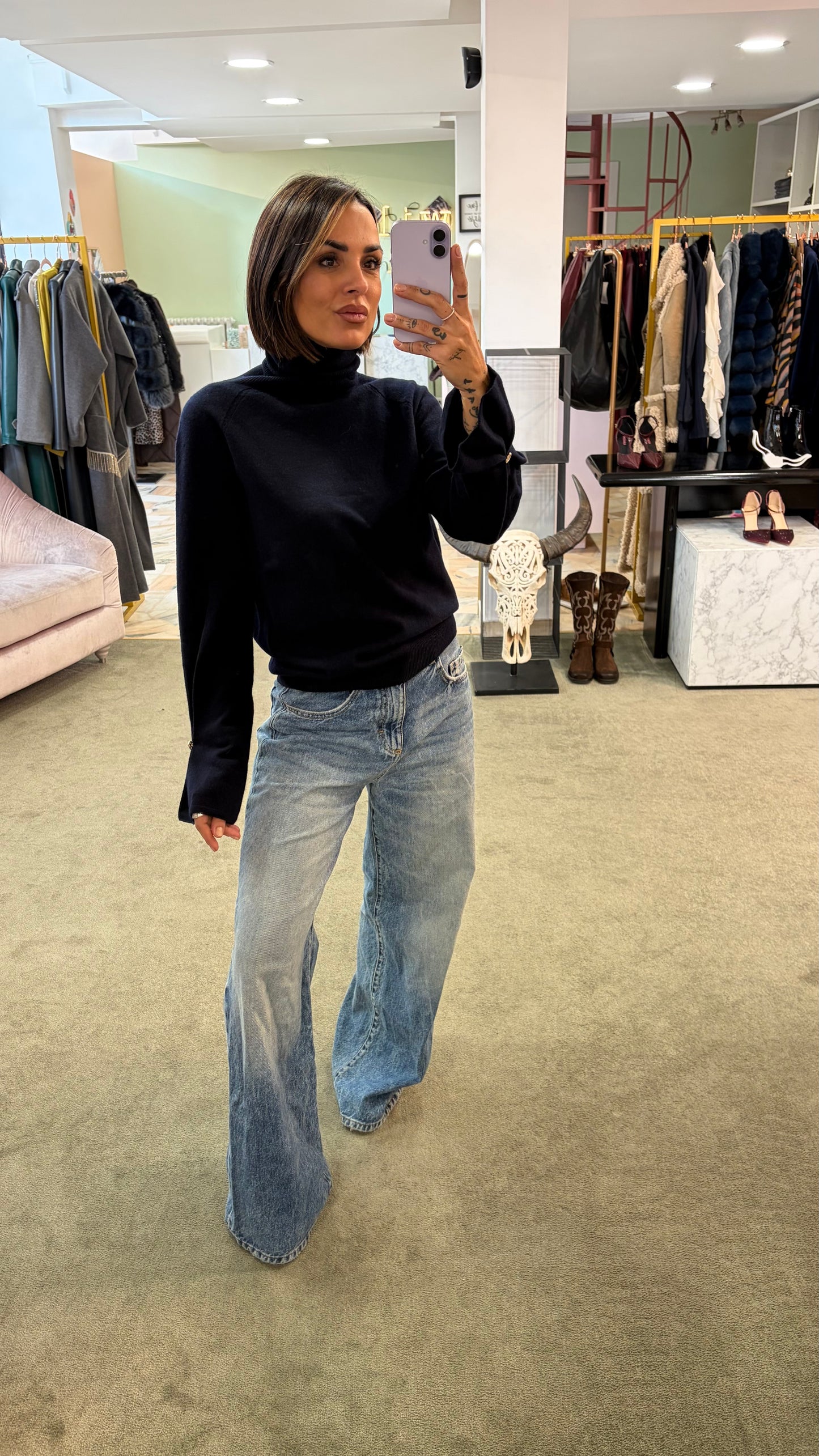 Dolcevita blu notte manica a calla fr