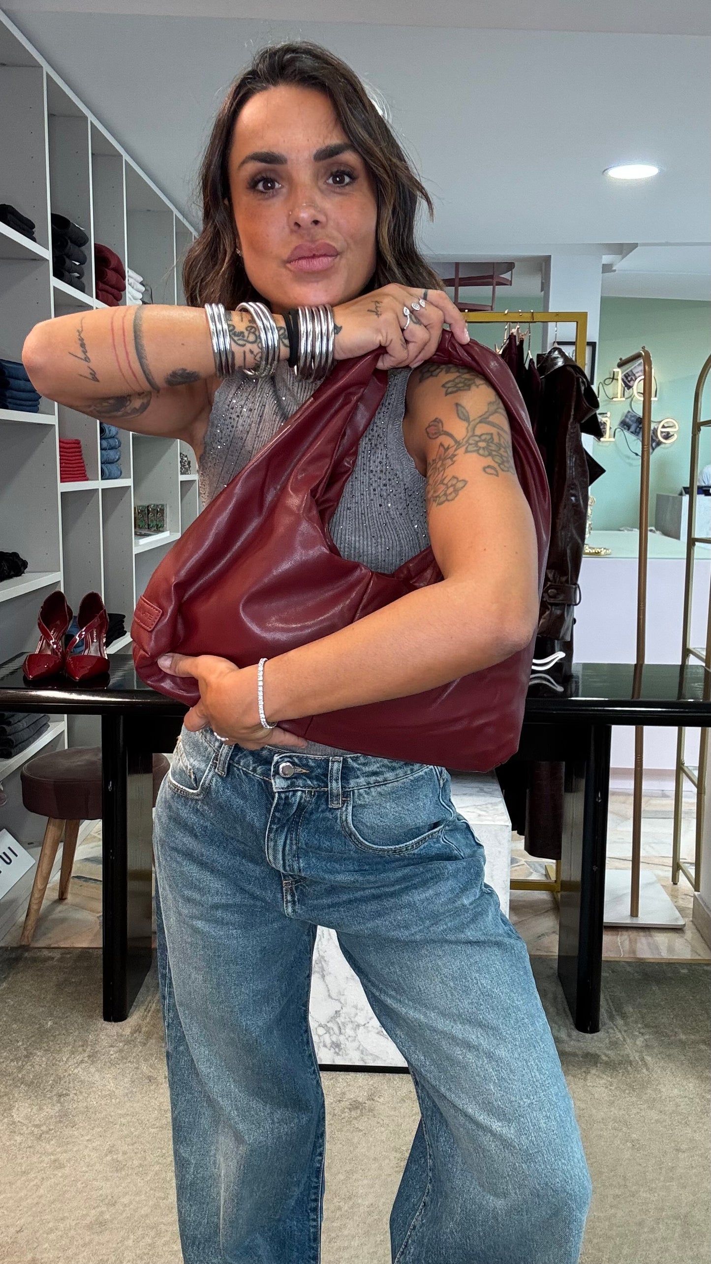 Hobo bag media bordeaux Hinnominate