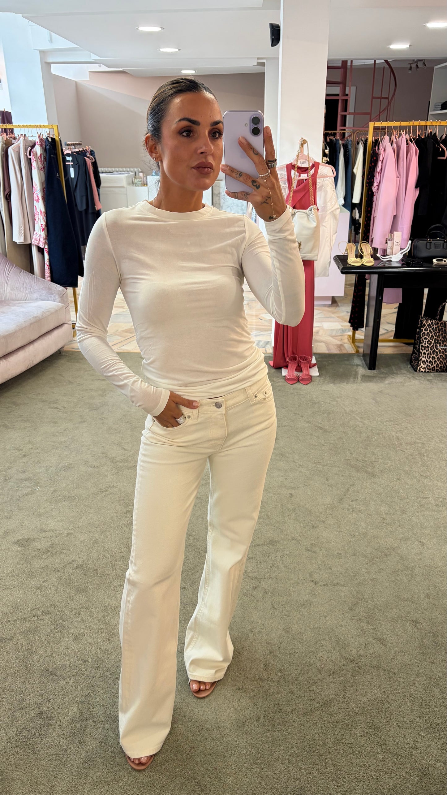 Jeans rome flare bianco panna