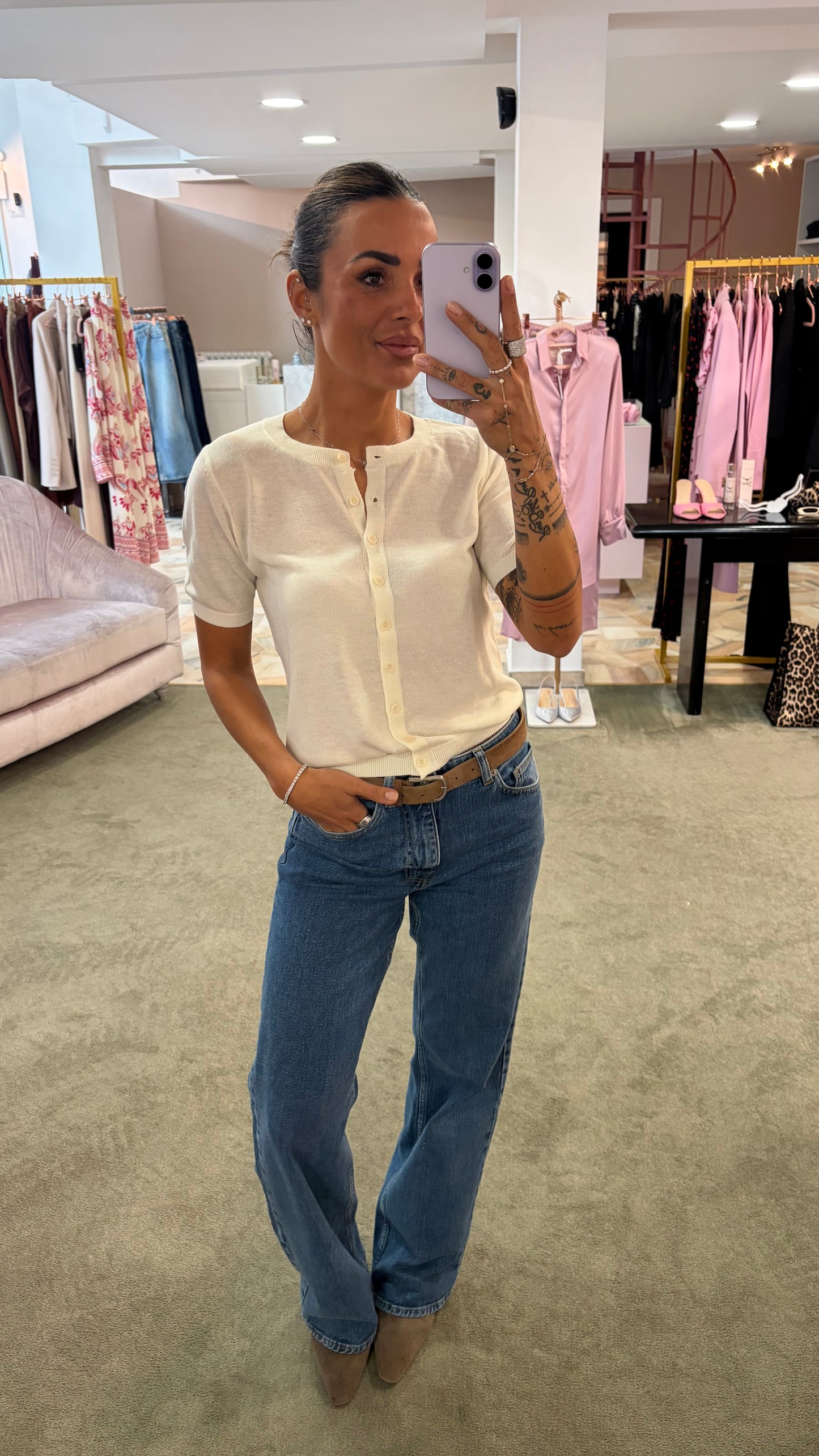 Cardigan panna manica corta glp