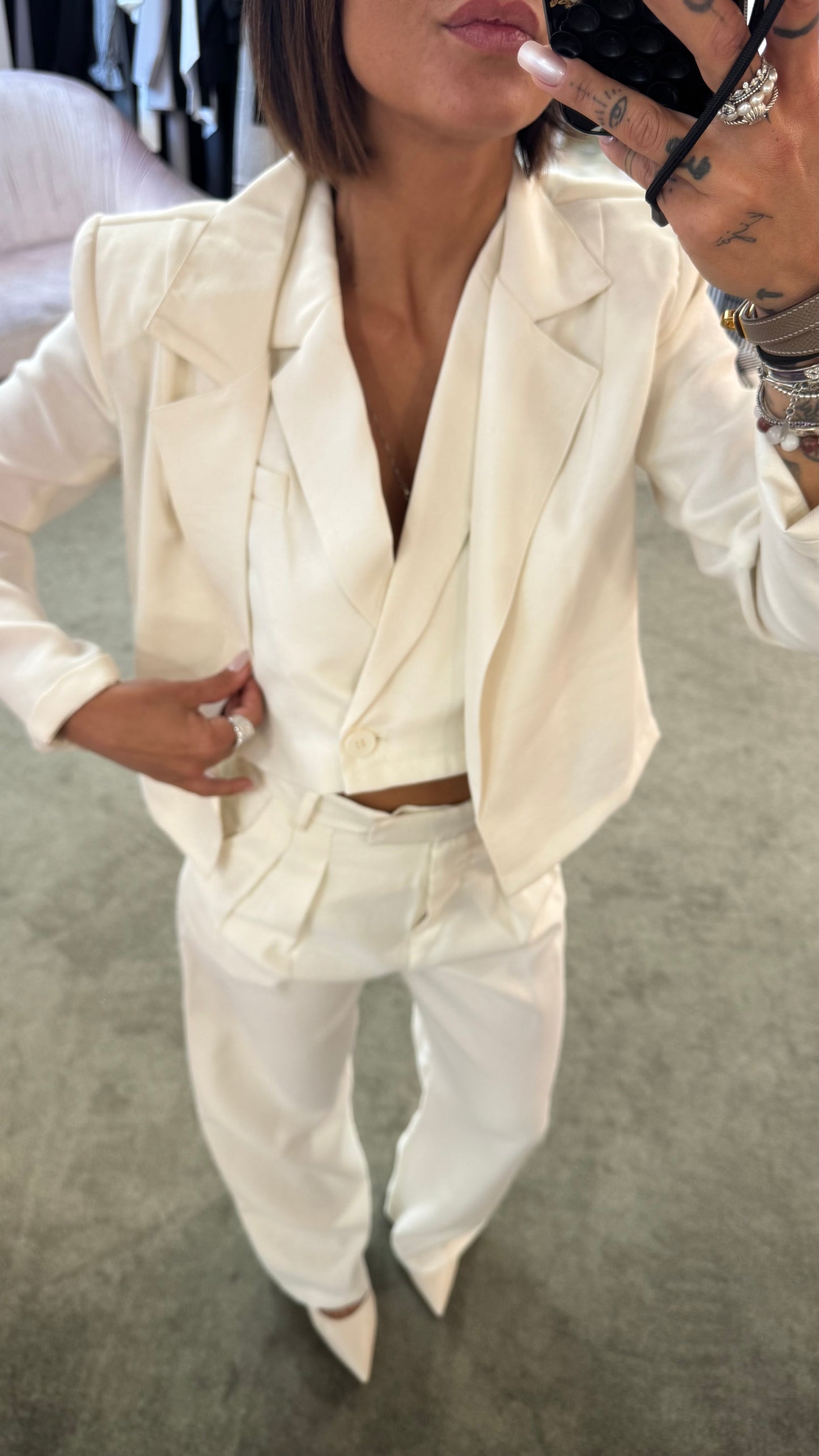 Blazer bianco burro crop ay