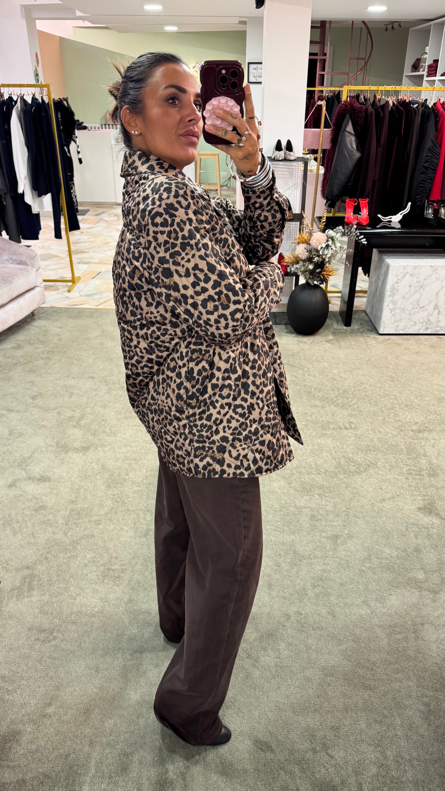 Giacca camicia leopardata trapuntata sy