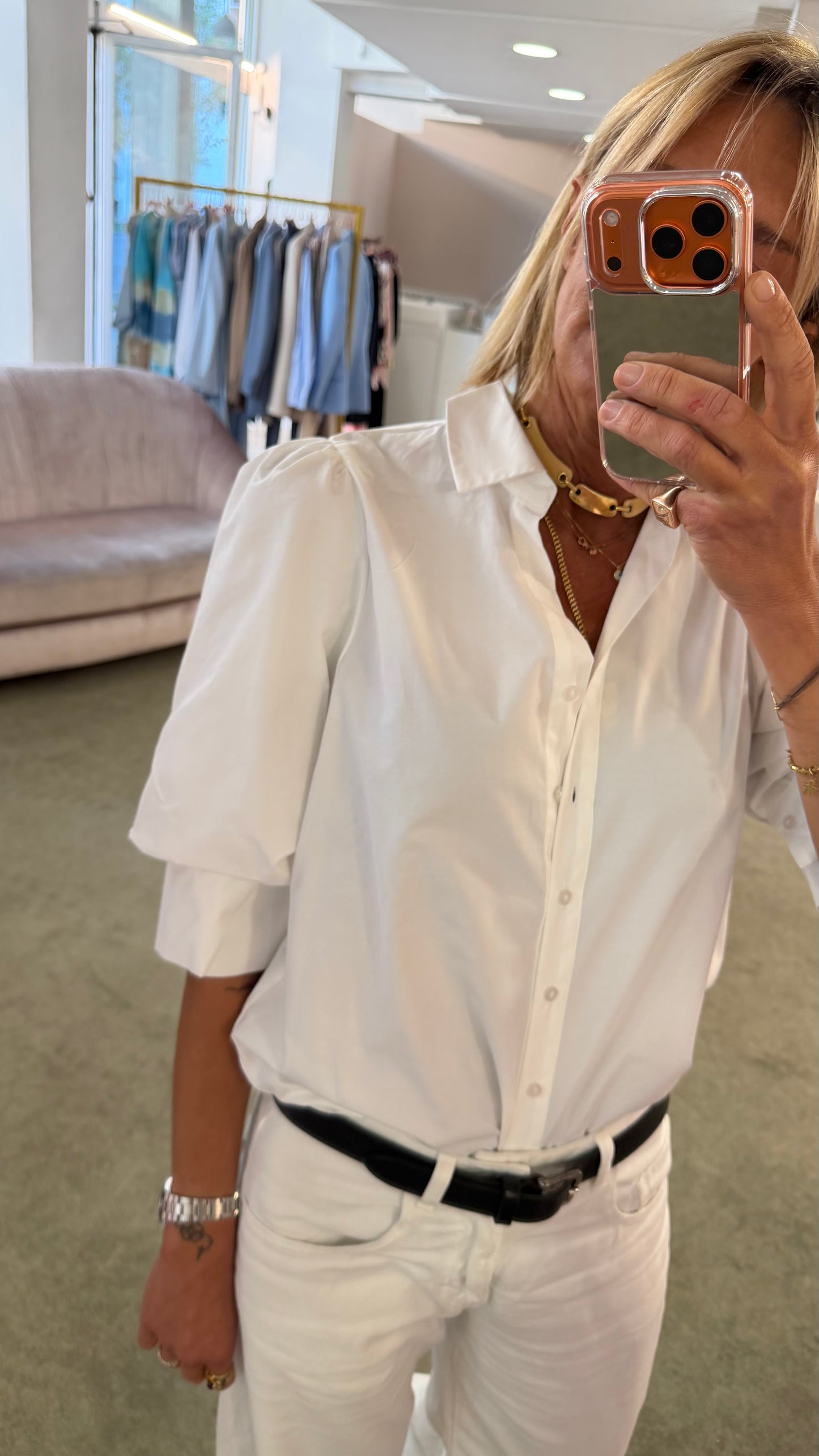 Camicia bianca manica a sbuffo 3/4 sy