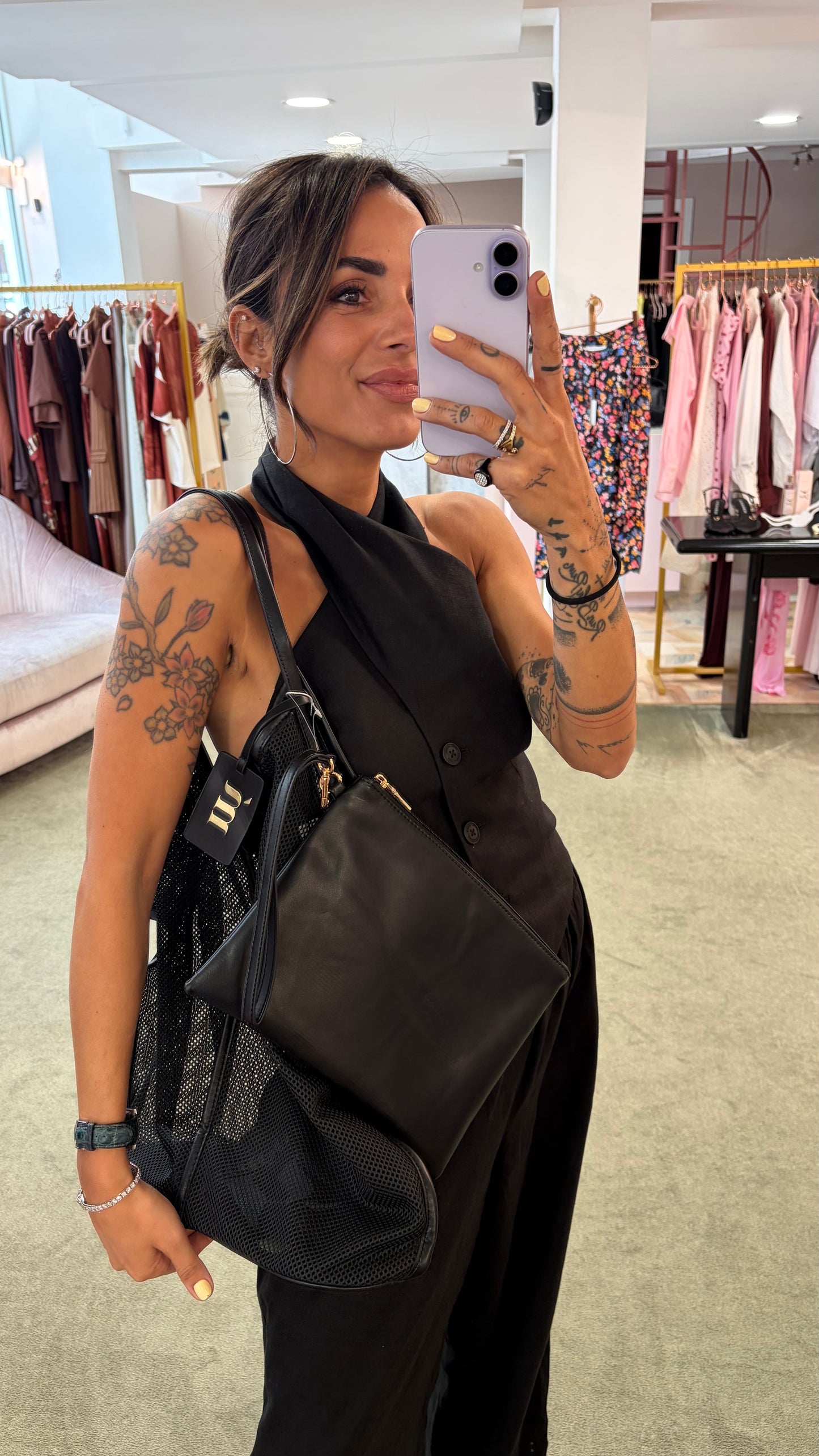 Borsa grande nera a rete Matinée