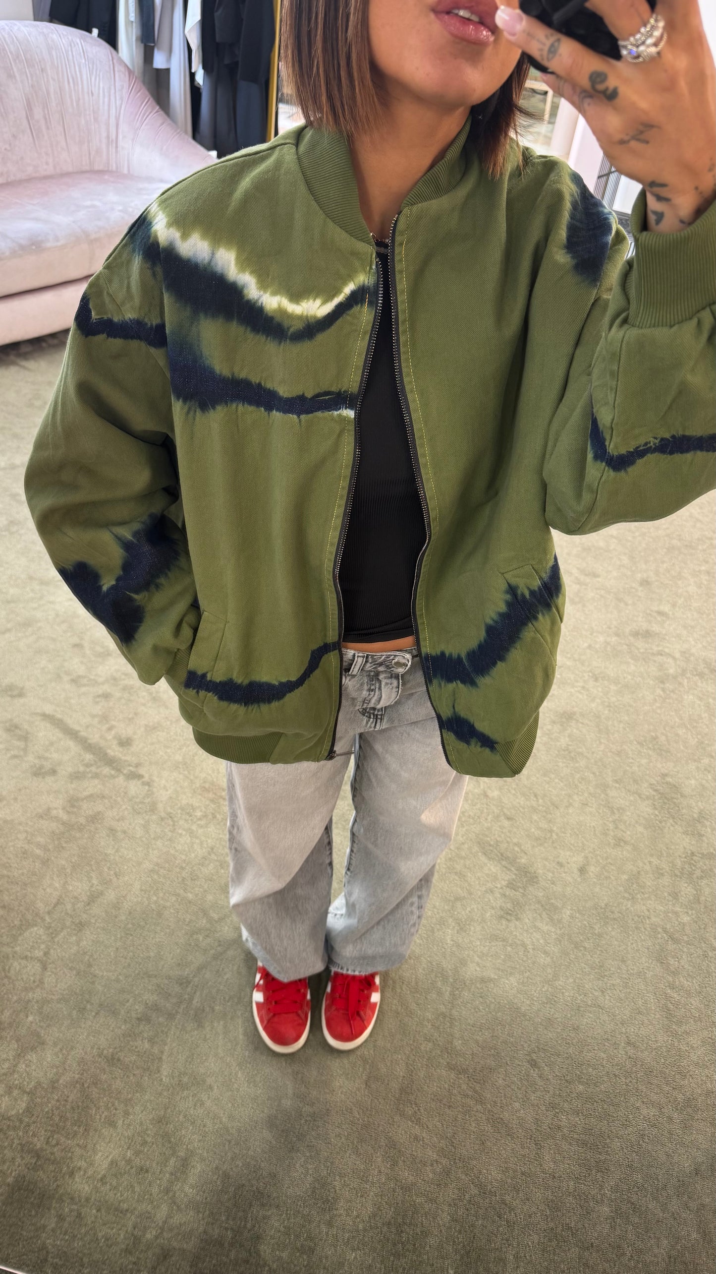 Bomber verde militare tie-dye Don't@me