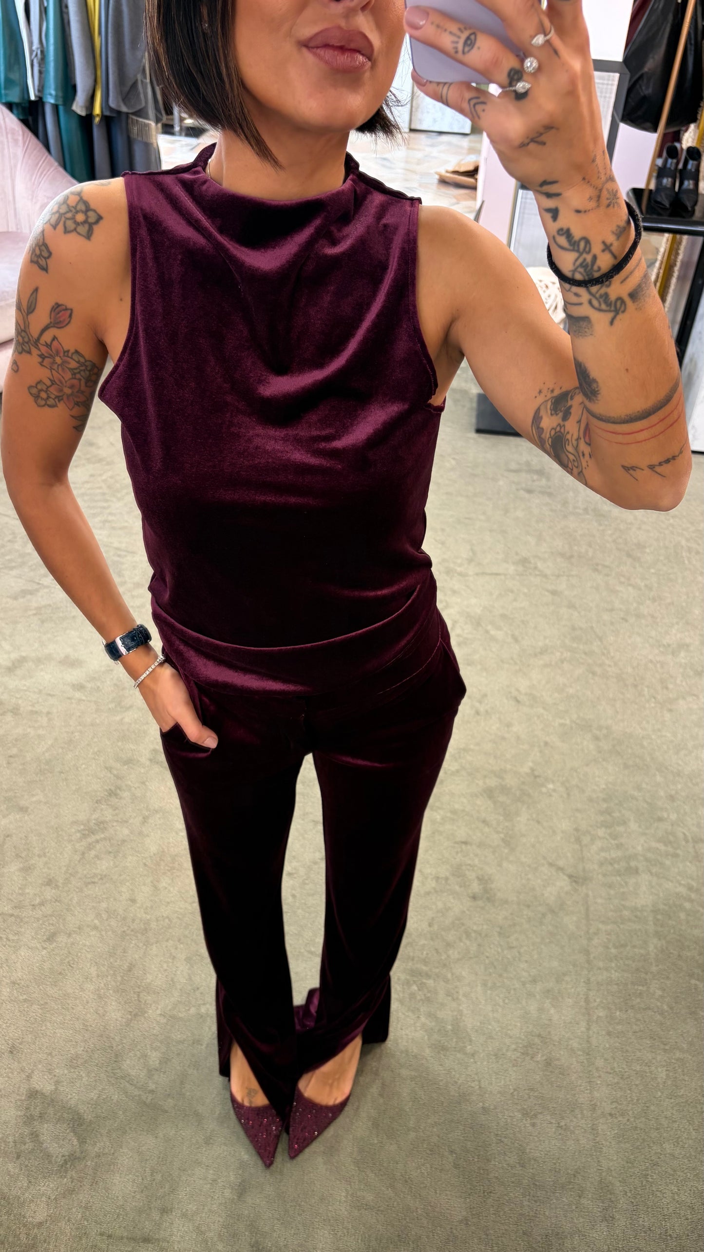 Canotta bordeaux in velluto Don't@Me