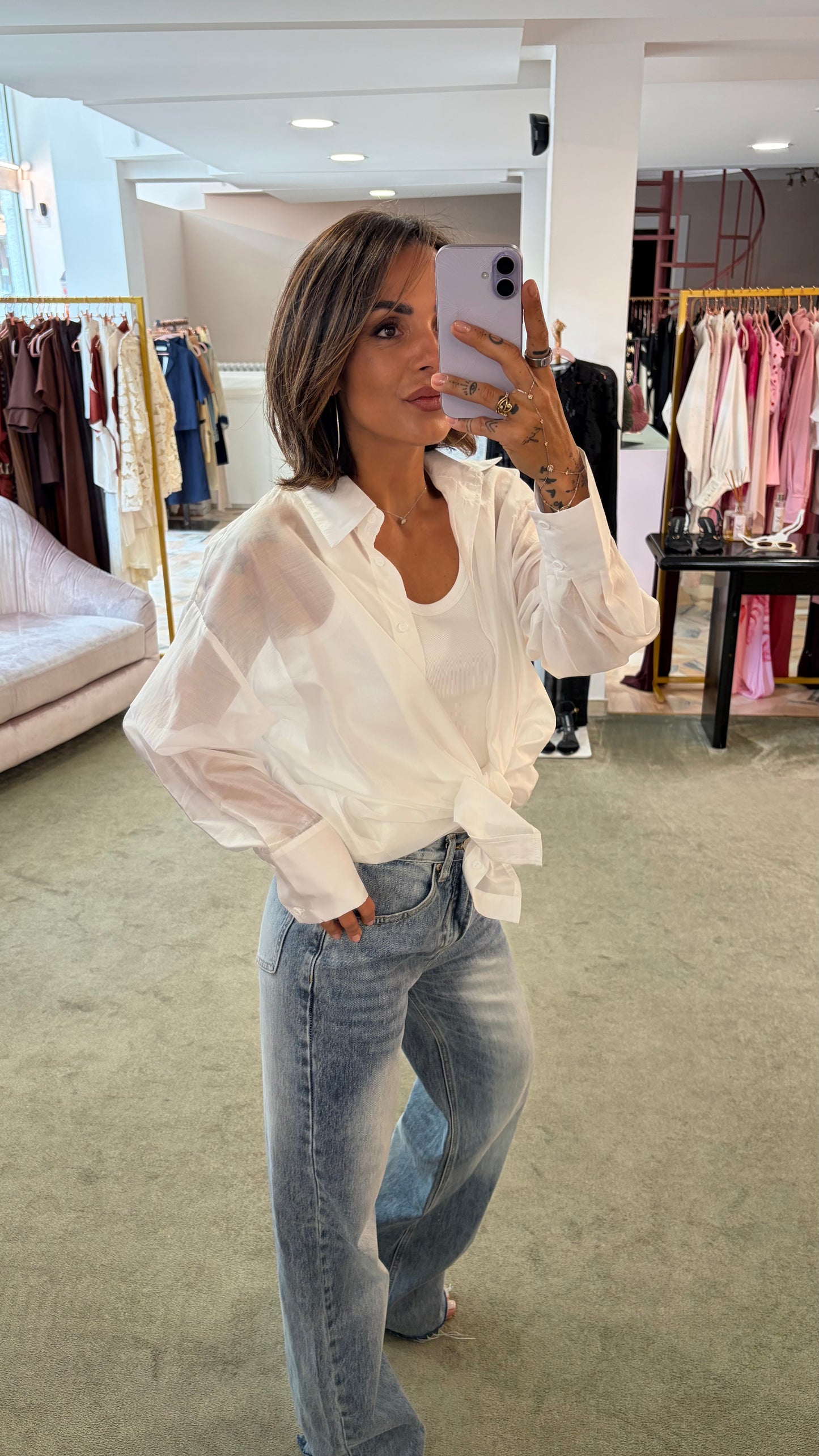 Camicia over bianca trasparente gl