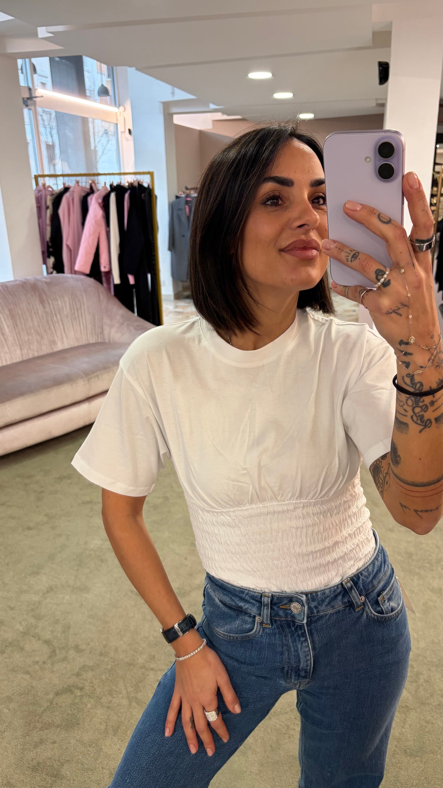 T-shirt bianca bustier jx